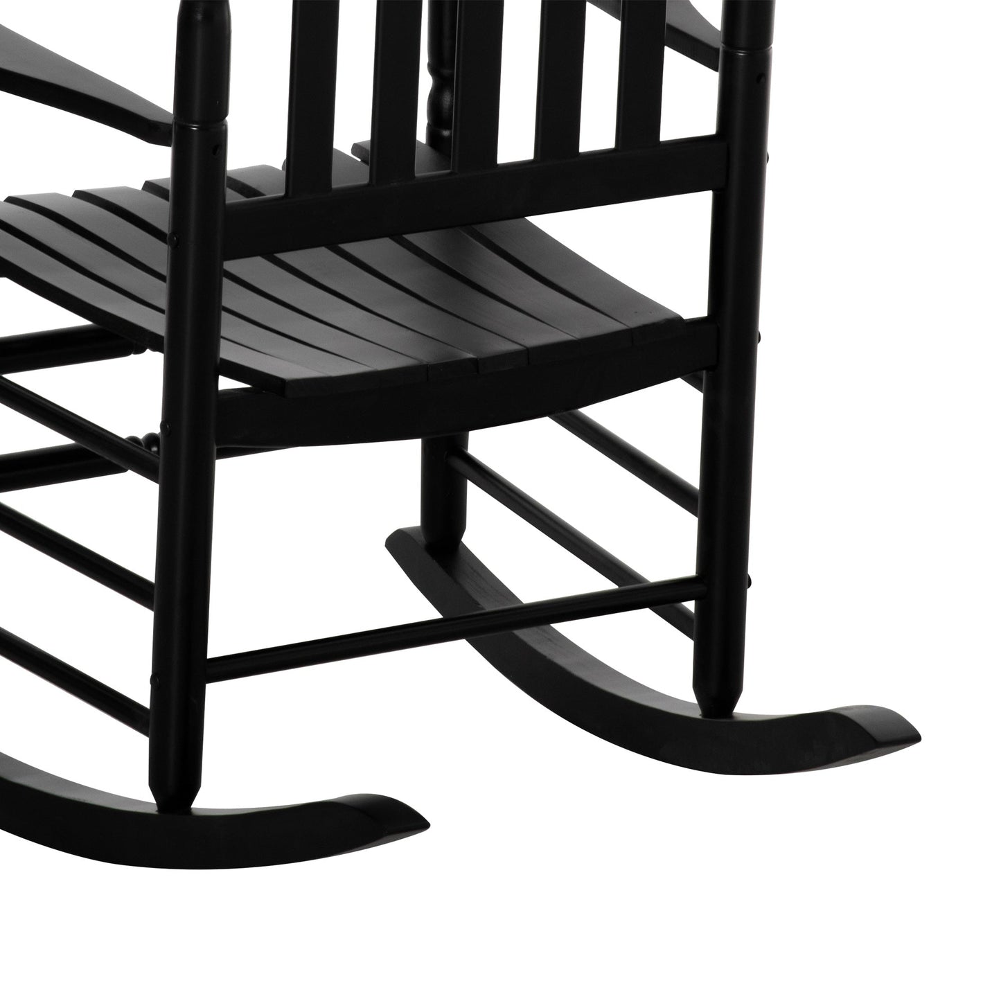 Wooden Outdoor Rocking Chair, Patio Rocking Chair with Slatted High Back and Armrests, Patio Chair for Porch, Garden, Lawn, Black