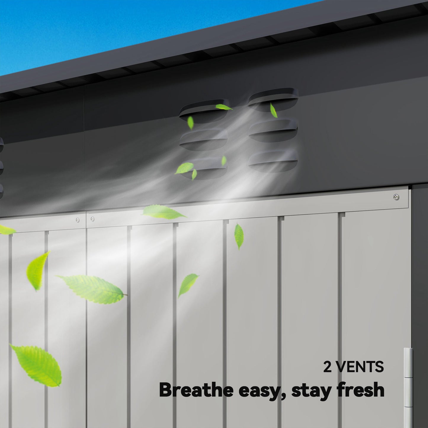 9' x 4' Storage Shed, Galvanized Steel Garden Shed, Wide Double Door with Lock, Gloves and 2 Air Vents for Backyard, Patio, Lawn, Grey