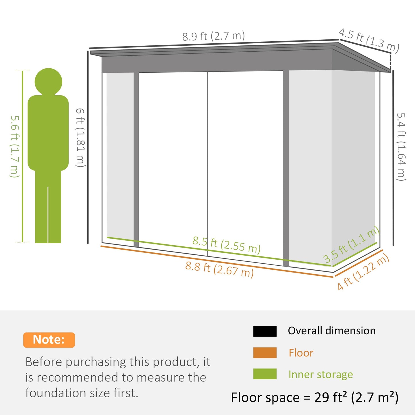 9' x 4' Storage Shed, Galvanized Steel Garden Shed, Wide Double Door with Lock, Gloves and 2 Air Vents for Backyard, Patio, Lawn, Grey