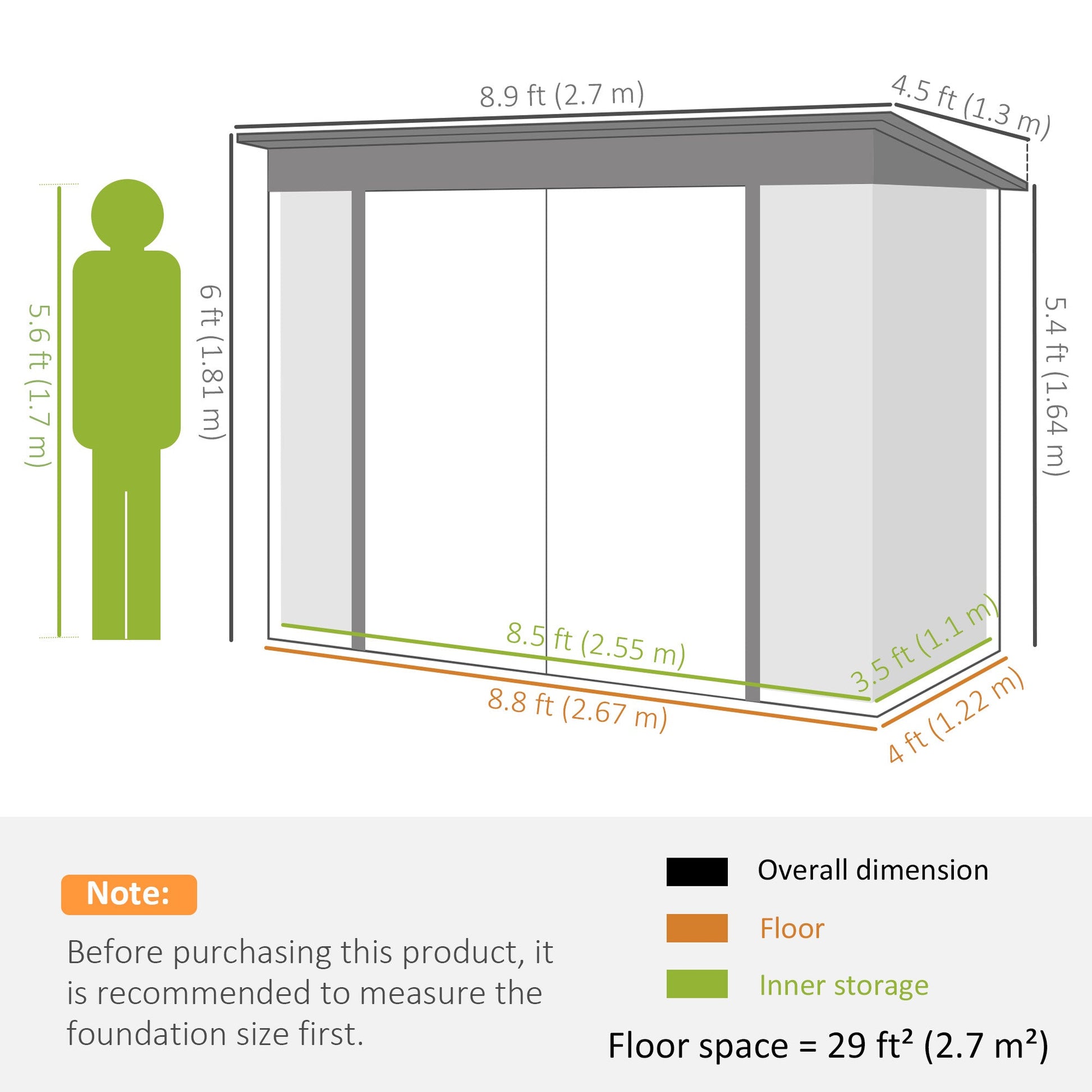 9' x 4' Storage Shed, Galvanized Steel Garden Shed, Wide Double Door with Lock, Gloves and 2 Air Vents for Backyard, Patio, Lawn, Grey