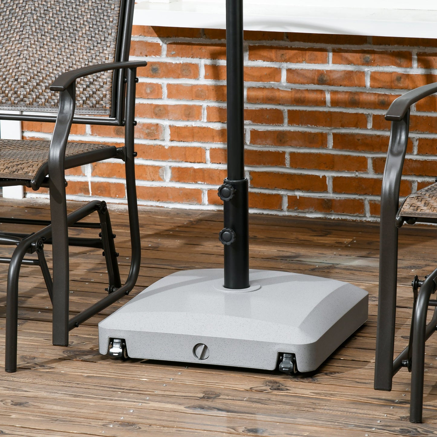 Patio Umbrella Base with Wheels, 66 lb Heavy Duty Filled Umbrella Stand, Market Umbrella Base Holder for Outdoor, Garden, Backyard, Light Grey