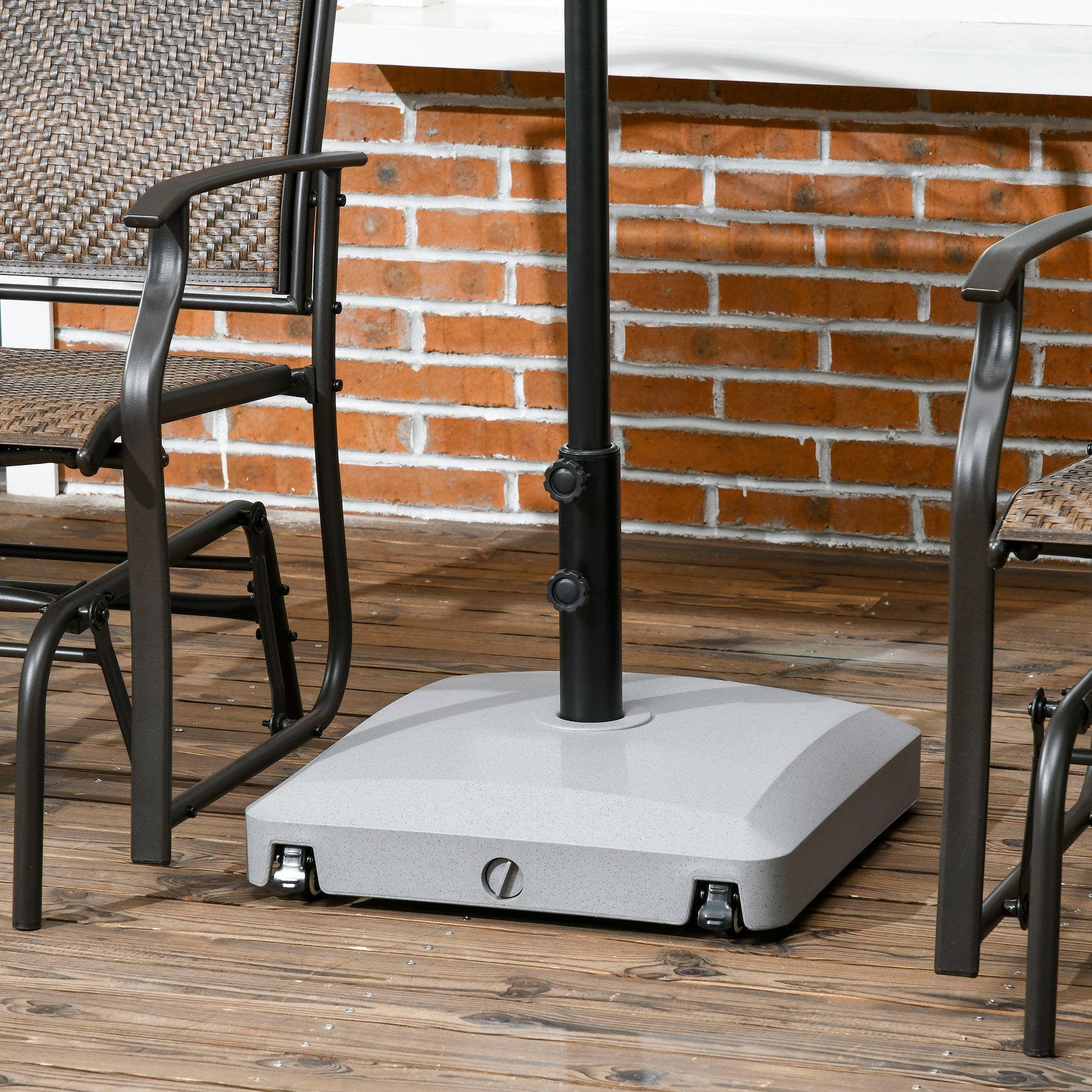 Patio Umbrella Base with Wheels, 66 lb Heavy Duty Filled Umbrella Stand, Market Umbrella Base Holder for Outdoor, Garden, Backyard, Light Grey