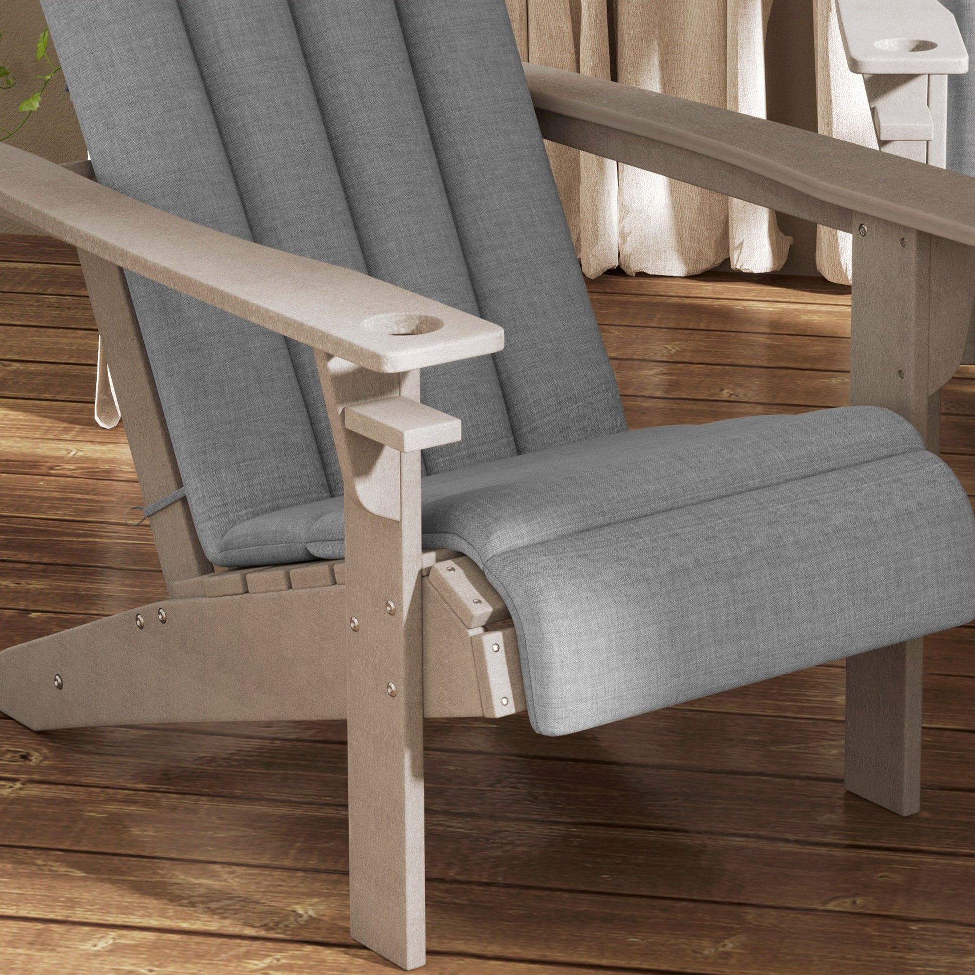 Adirondack Chair Cushion Set of 4, Outdoor Chair Cushions, High Back Patio Chair Cushions with Ties, Non-Slip Replacement Seat Cushion for Patio Furniture, Grey