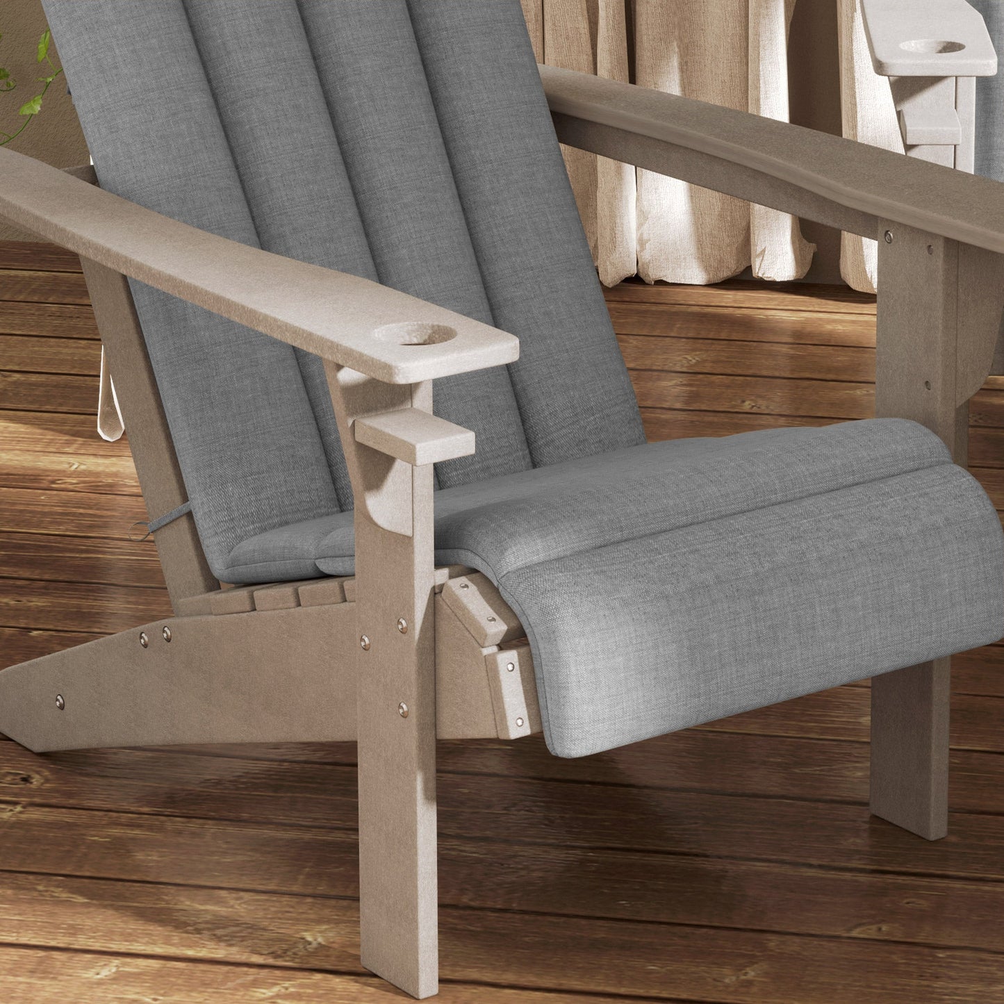 Adirondack Chair Cushion Set of 4, Outdoor Chair Cushions, High Back Patio Chair Cushions with Ties, Non-Slip Replacement Seat Cushion for Patio Furniture, Grey