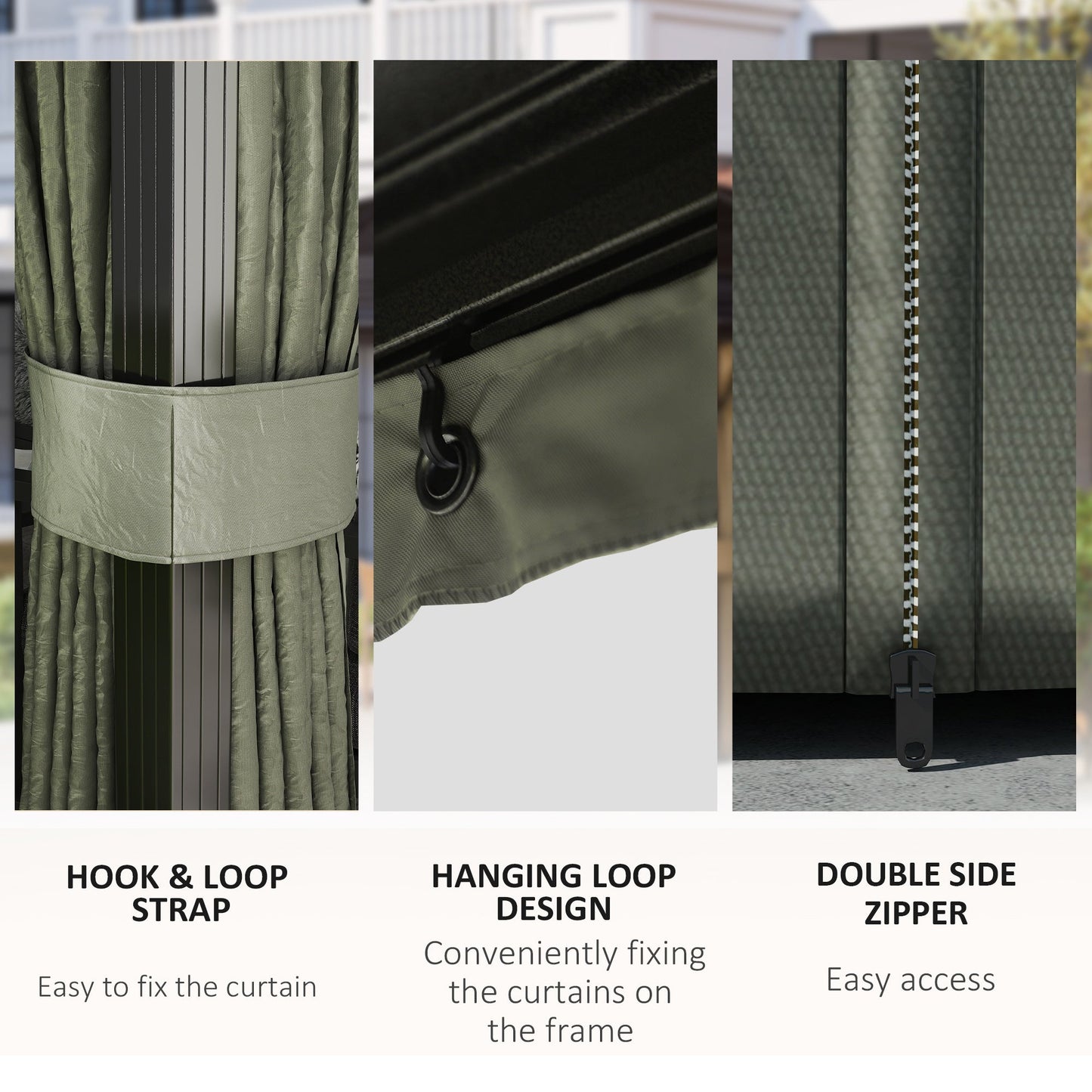 10' x 13' Hardtop Gazebo Canopy with Galvanized Steel Roof, Aluminum Permanent Pavilion Outdoor Gazebo with Top Hook, Netting and Curtains for Garden, Backyard, Dark Grey