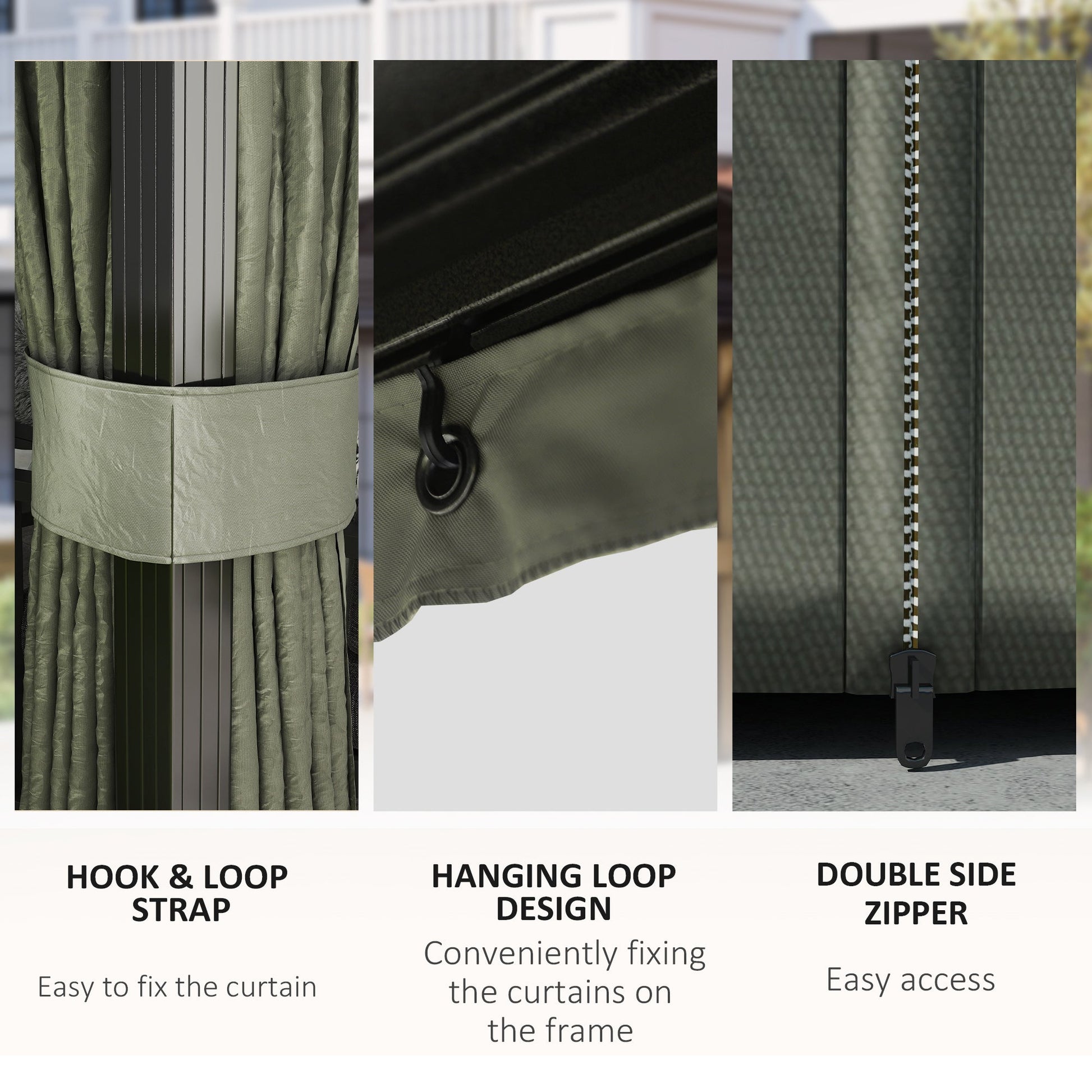10' x 13' Hardtop Gazebo Canopy with Galvanized Steel Roof, Aluminum Permanent Pavilion Outdoor Gazebo with Top Hook, Netting and Curtains for Garden, Backyard, Dark Grey