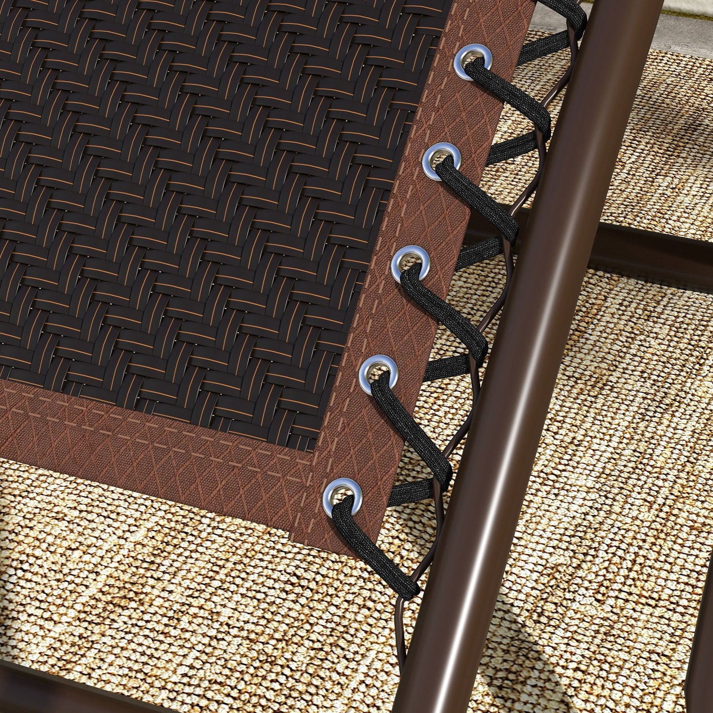 Outdoor Zero Gravity Chair, Folding PE Rarran Reclining Patio Lounge Chair with Recline Back, Headrest, Footrest, for Poolside, Garden, Brown