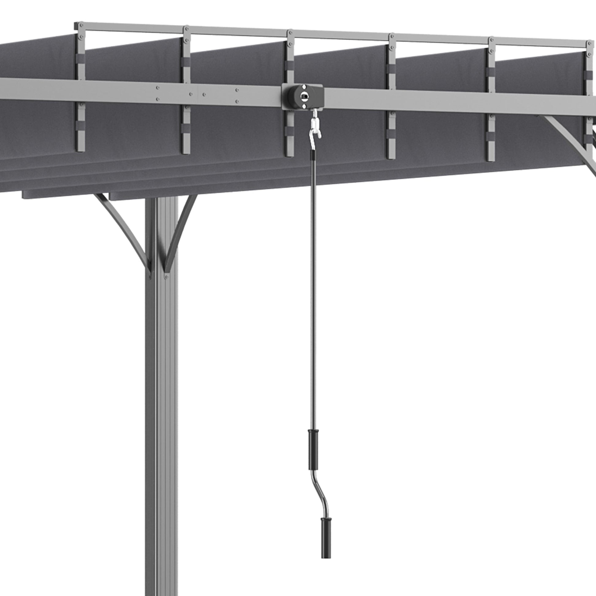 9.5' x 9.7' Outdoor Pergola with Retractable Roof, AluminIum Louvered Pergola Canopy, Patio Shelter with Ground Stakes for Patio, Lawn, Garden, Grey