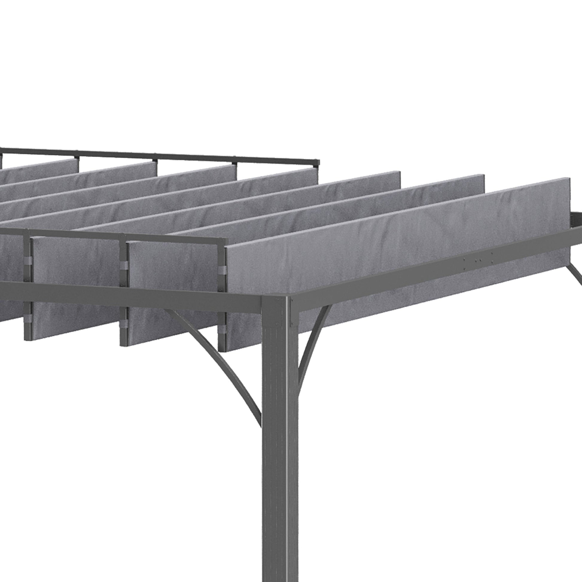 9.5' x 9.7' Outdoor Pergola with Retractable Roof, AluminIum Louvered Pergola Canopy, Patio Shelter with Ground Stakes for Patio, Lawn, Garden, Grey