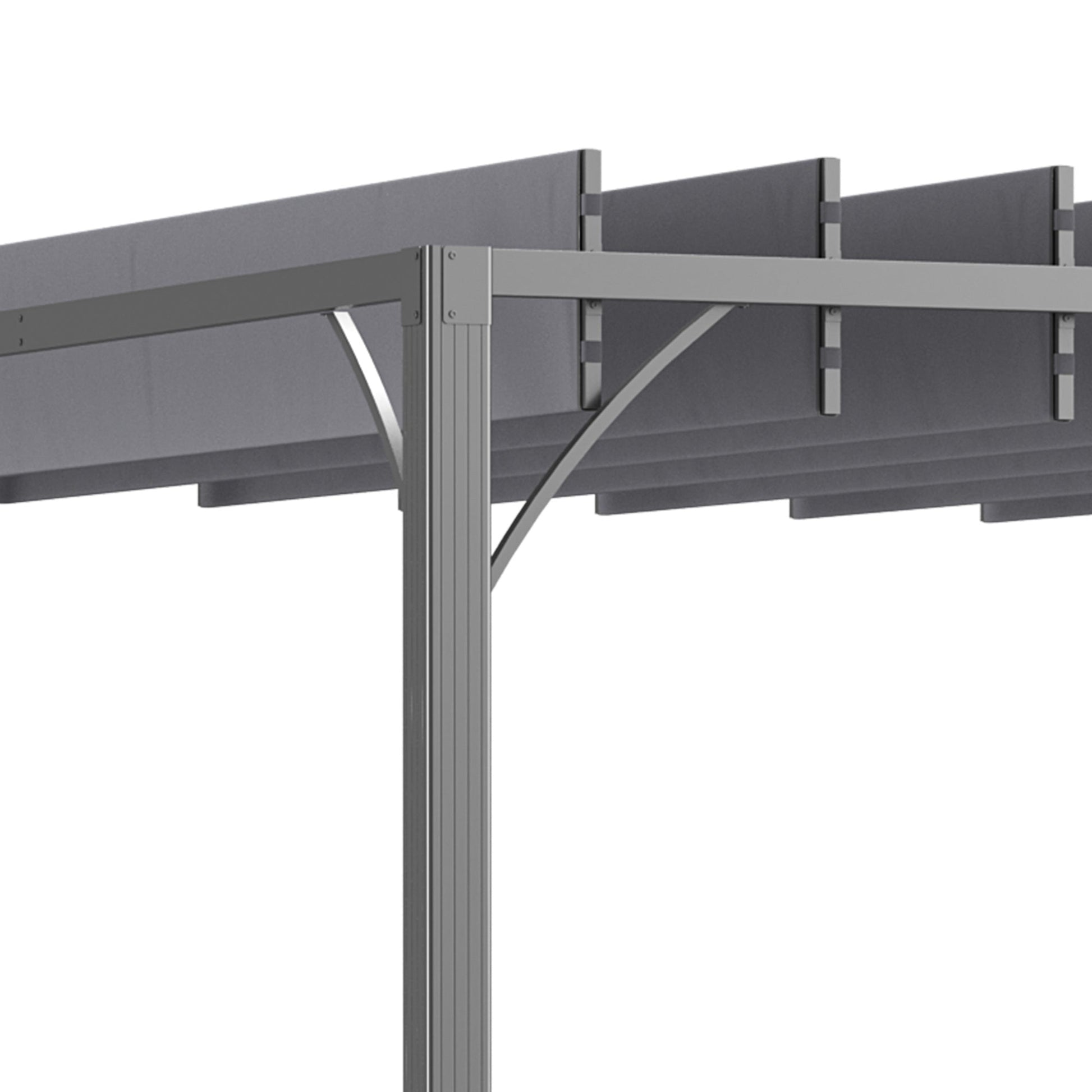 9.5' x 9.7' Outdoor Pergola with Retractable Roof, AluminIum Louvered Pergola Canopy, Patio Shelter with Ground Stakes for Patio, Lawn, Garden, Grey