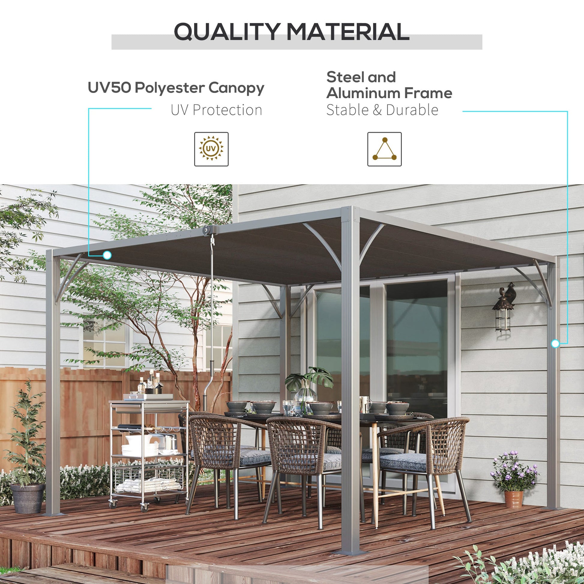 9.5' x 9.7' Outdoor Pergola with Retractable Roof, AluminIum Louvered Pergola Canopy, Patio Shelter with Ground Stakes for Patio, Lawn, Garden, Grey