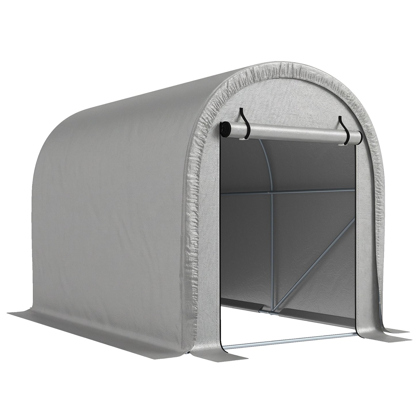 8' x 5' Portable Shed, Water-Resistant Bike Tent with Roll-up Zipper Door and Galvanized Steel Frame, Outdoor Storage Shed for Bike, Firewood, Garden Tools, Light Grey