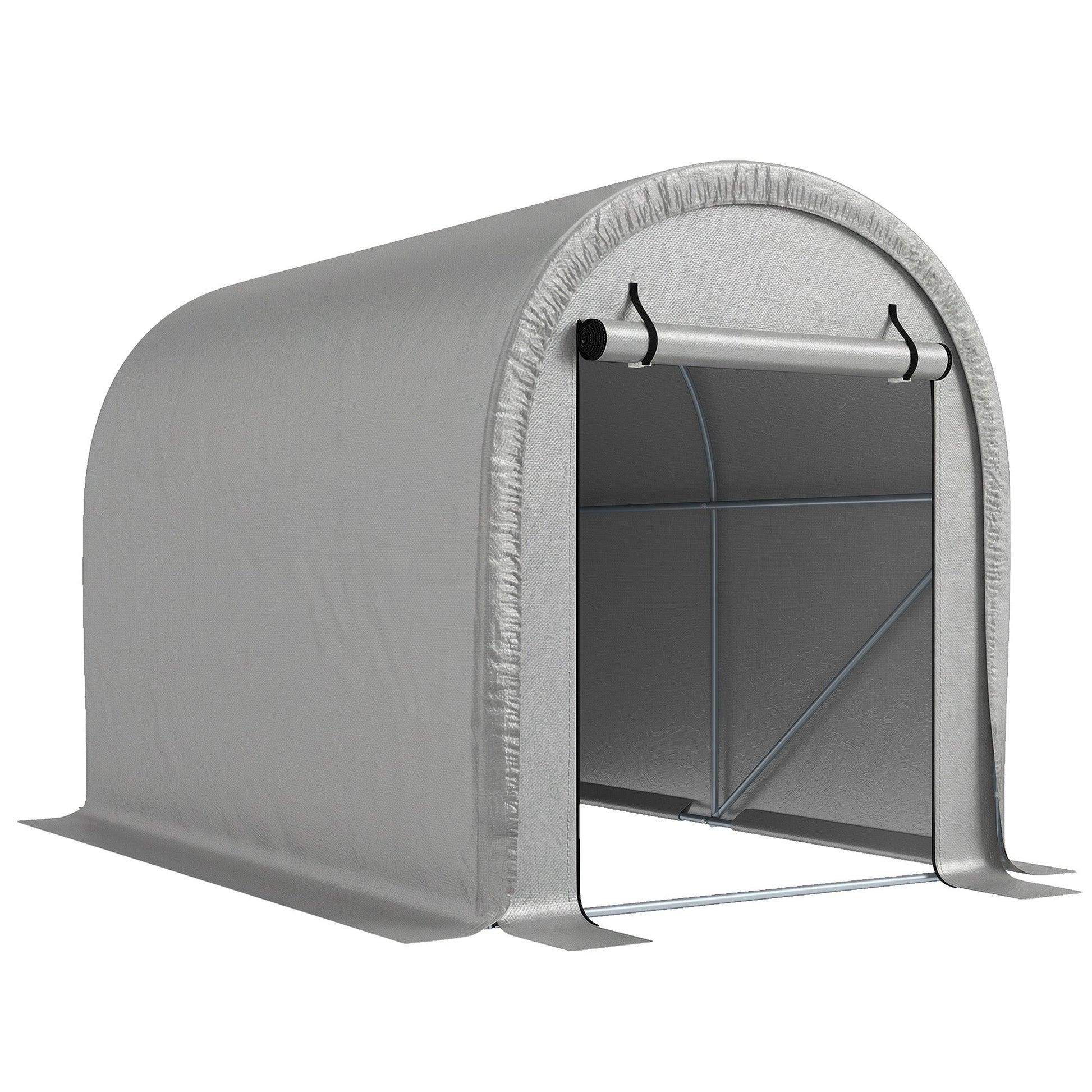 8' x 5' Portable Shed, Water-Resistant Bike Tent with Roll-up Zipper Door and Galvanized Steel Frame, Outdoor Storage Shed for Bike, Firewood, Garden Tools, Light Grey