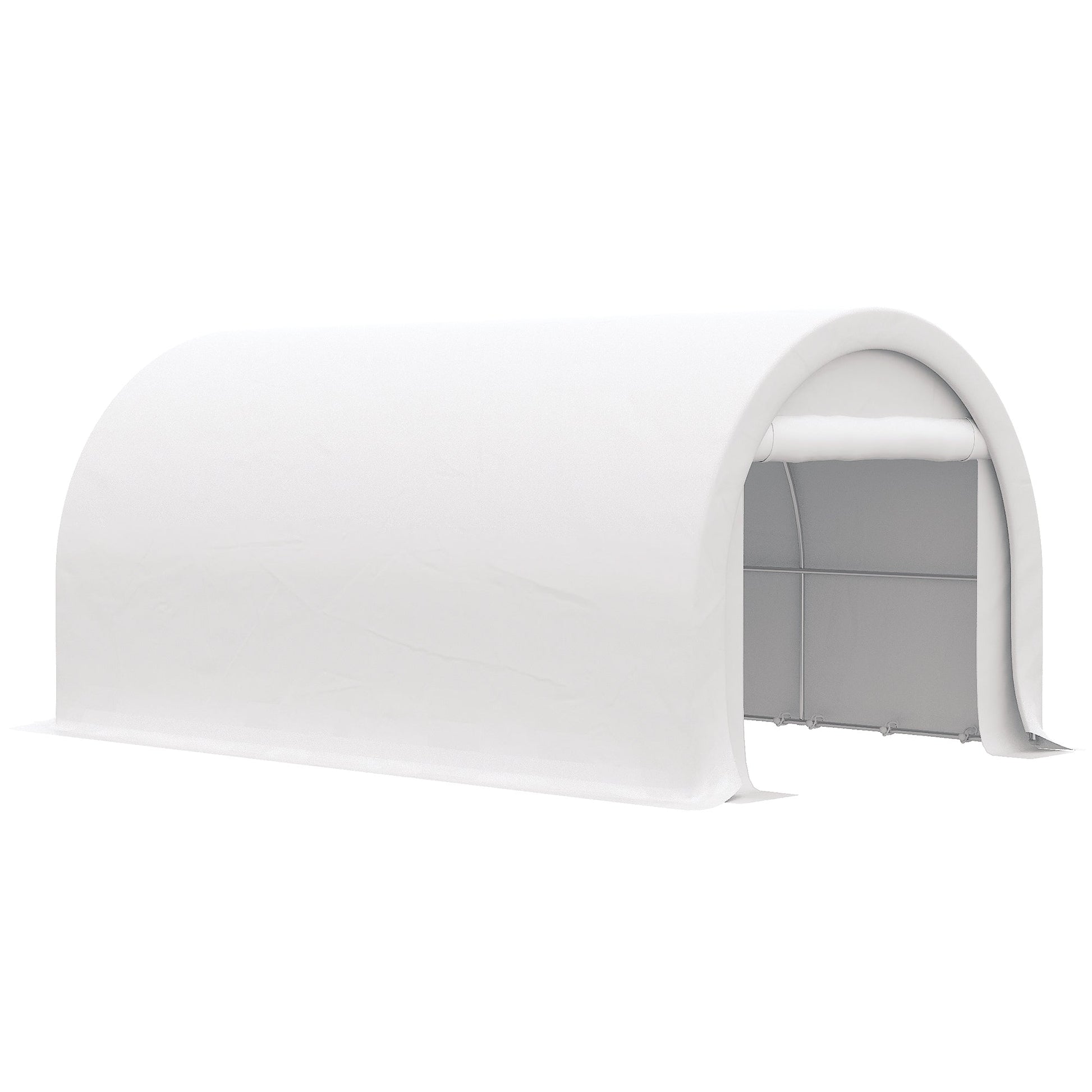 10' x 16' Carport, Heavy Duty Portable Garage / Storage Tent with Large Zippered Door, Anti-UV PE Canopy Cover for Car, Boat, Motorcycle, Bike, Garden Tools, White
