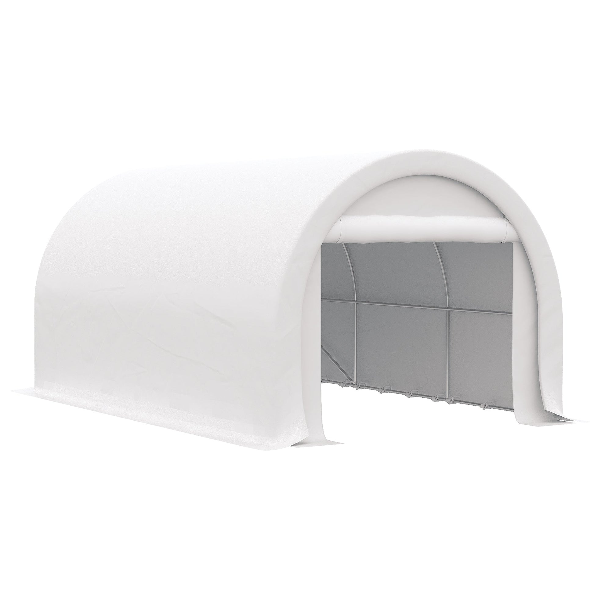 10' x 16' Carport, Heavy Duty Portable Garage / Storage Tent with Large Zippered Door, Anti-UV PE Canopy Cover for Car, Boat, Motorcycle, Bike, Garden Tools, White