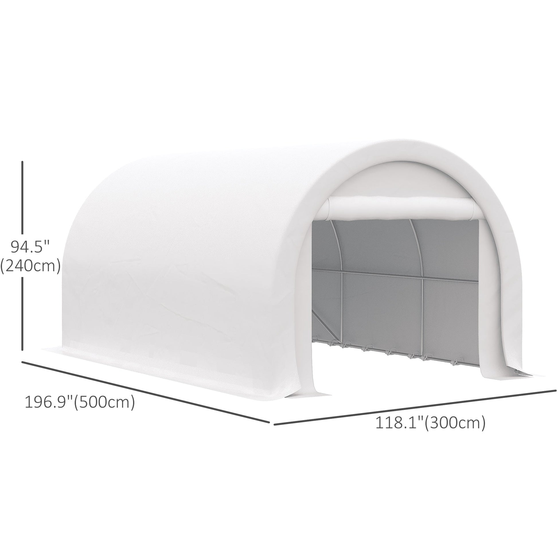 10' x 16' Carport, Heavy Duty Portable Garage / Storage Tent with Large Zippered Door, Anti-UV PE Canopy Cover for Car, Boat, Motorcycle, Bike, Garden Tools, White