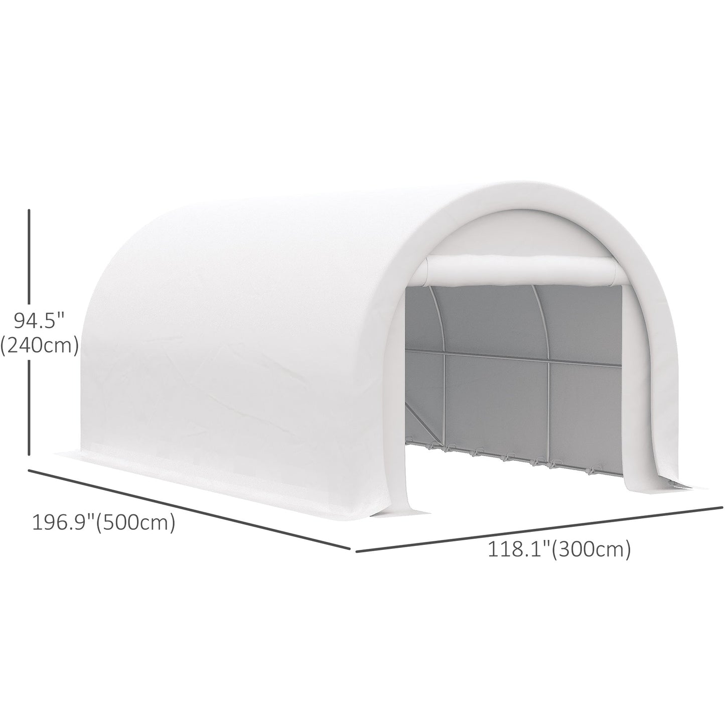 10' x 16' Carport, Heavy Duty Portable Garage / Storage Tent with Large Zippered Door, Anti-UV PE Canopy Cover for Car, Boat, Motorcycle, Bike, Garden Tools, White