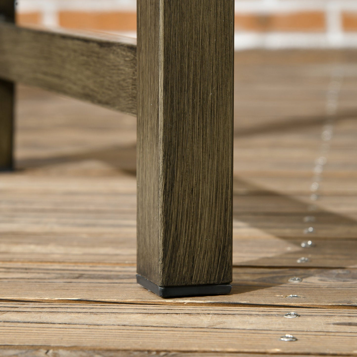46" Outdoor Garden Bench, Metal Bench, Wood Look Slatted Frame Furniture for Patio, Park, Porch, Lawn, Yard, Deck, Black