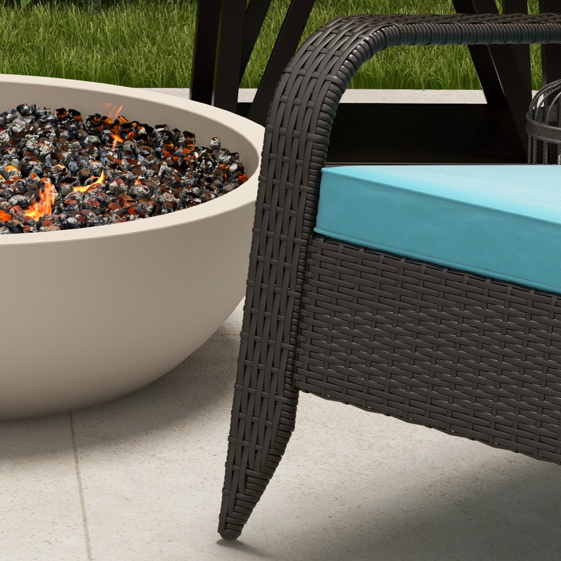 Patio Wicker Adirondack Chair, PE Rattan Outdoor Muskoka Chair, Fire Pit Chair with Cushions for Patio, Garden, Backyard, Poolside, Balcony, Deck, Turquoise