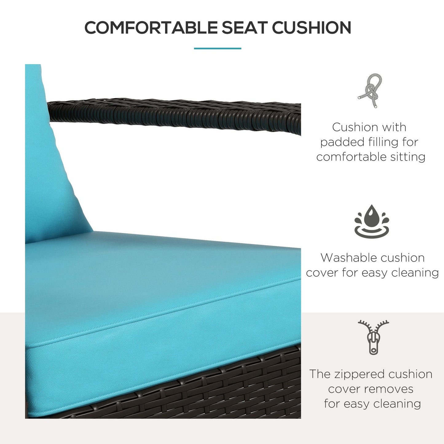 Patio Wicker Adirondack Chair, PE Rattan Outdoor Muskoka Chair, Fire Pit Chair with Cushions for Patio, Garden, Backyard, Poolside, Balcony, Deck, Turquoise