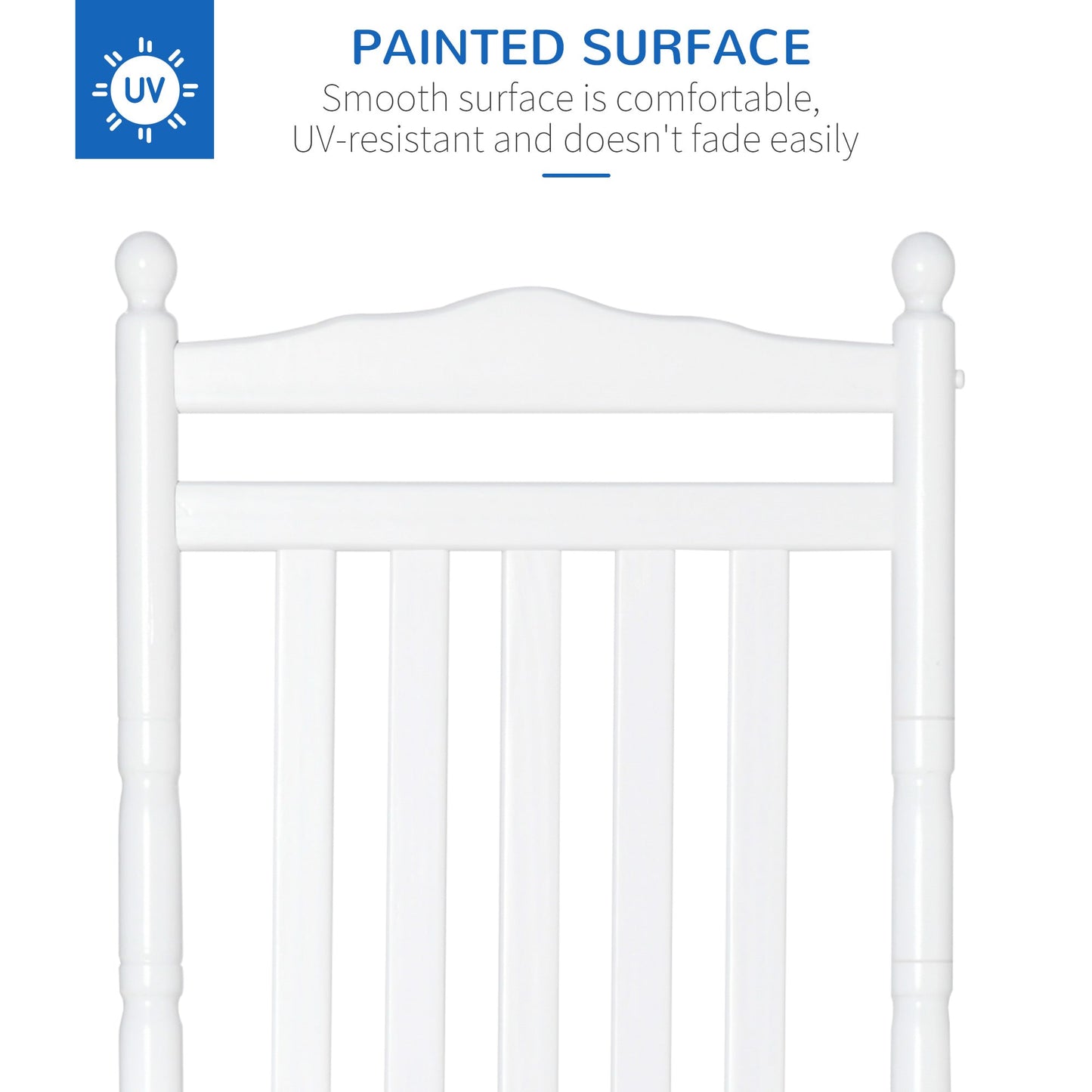 Wooden Outdoor Rocking Chair, Patio Rocking Chair with Slatted High Back and Armrests, Patio Chair for Porch, Garden, Lawn, White