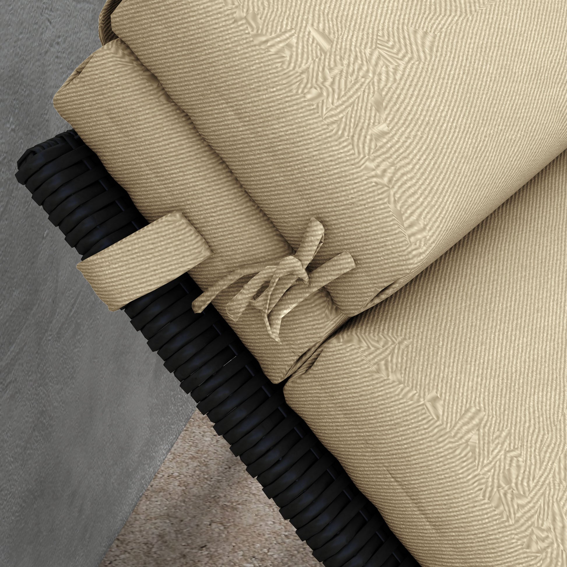 Outdoor Lounge Chair Cushion, Patio Chaise Lounge Cushion with Headrest and Ties, Water Resistant Replacement Sun Lounger Seat Pads, Beige