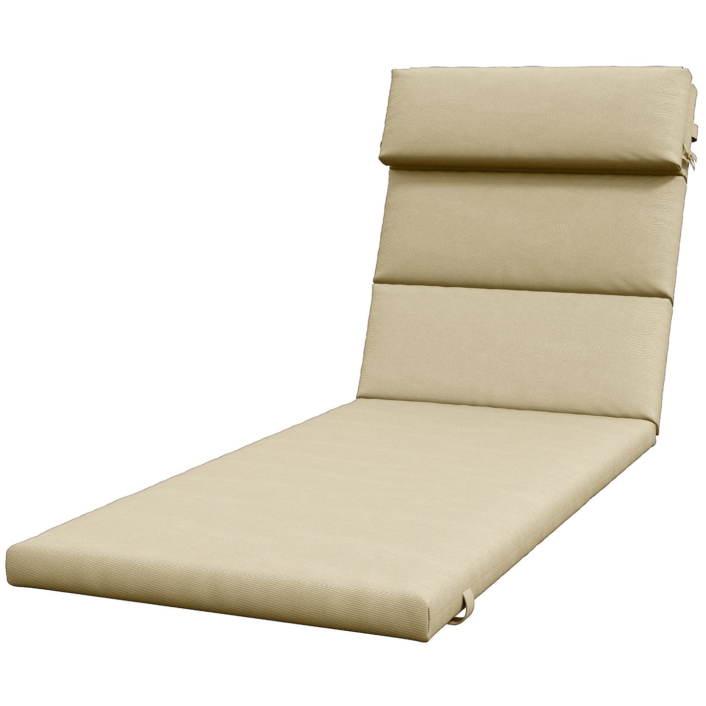 Outdoor Lounge Chair Cushion, Patio Chaise Lounge Cushion with Headrest and Ties, Water Resistant Replacement Sun Lounger Seat Pads, Beige