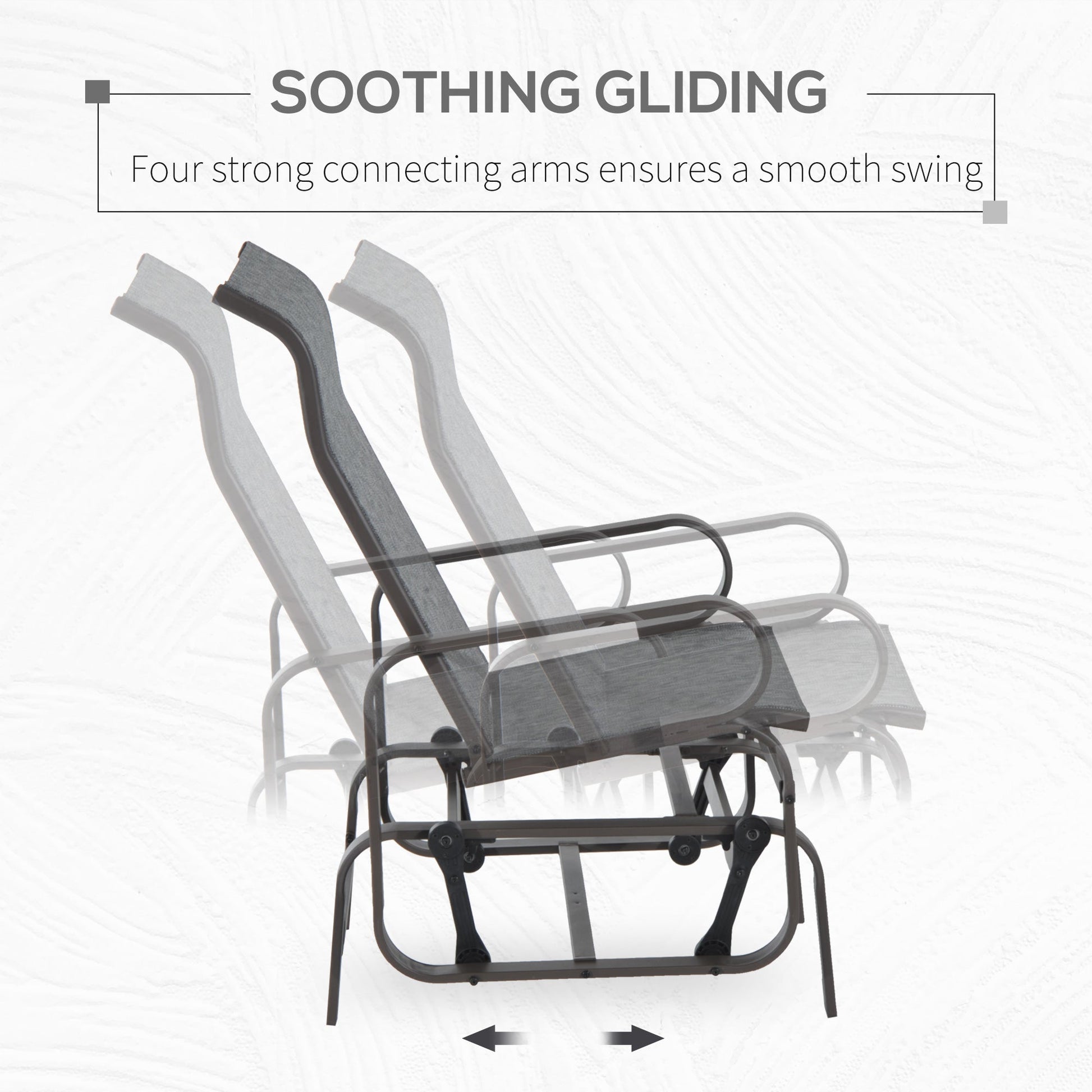 Patio Glider with Breathable Mesh Fabric, Outdoor Glider Chair, Garden Rocking Gliding Seat for Patio, Yard, Porch, Brown Grey