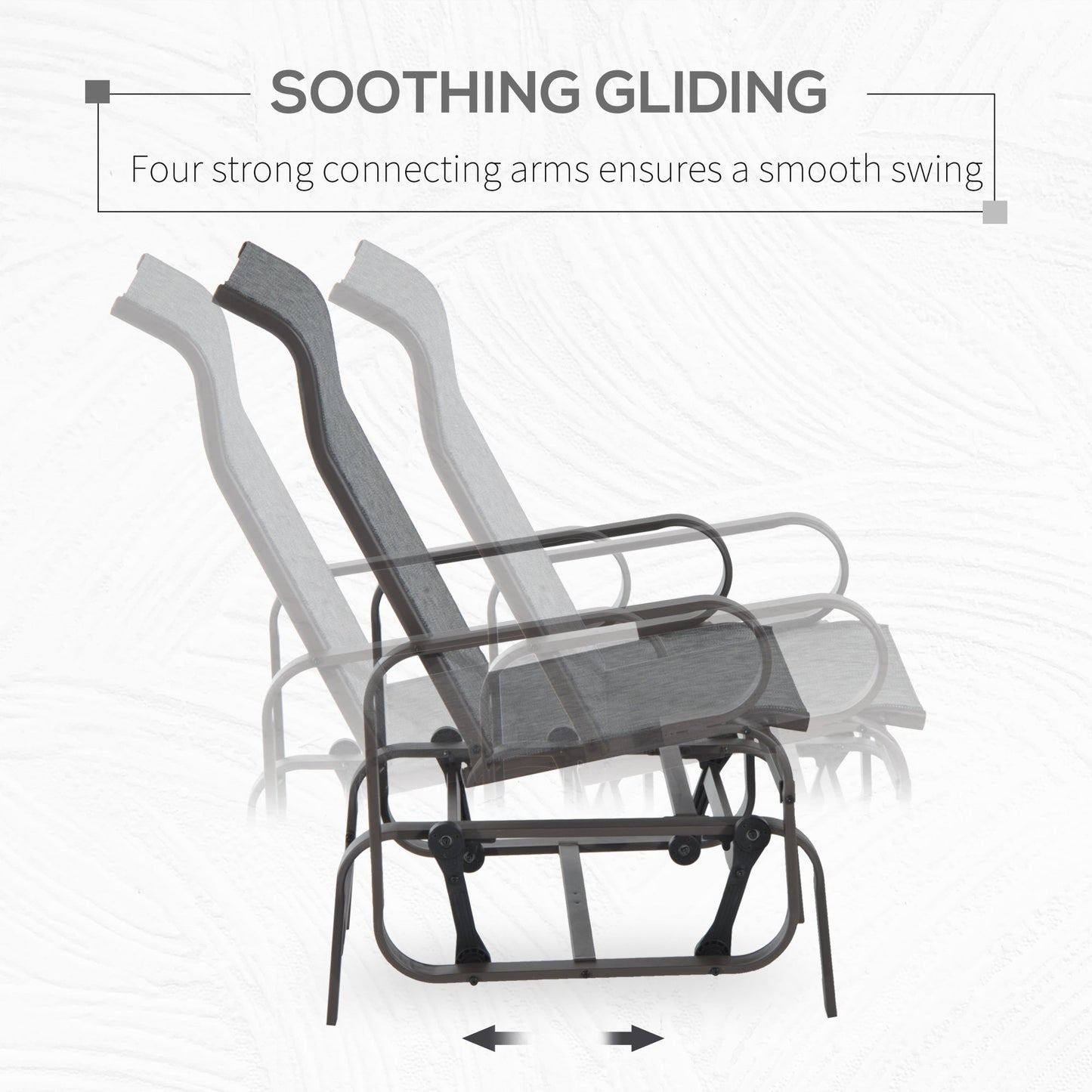 Patio Glider with Breathable Mesh Fabric, Outdoor Glider Chair, Garden Rocking Gliding Seat for Patio, Yard, Porch, Brown Grey