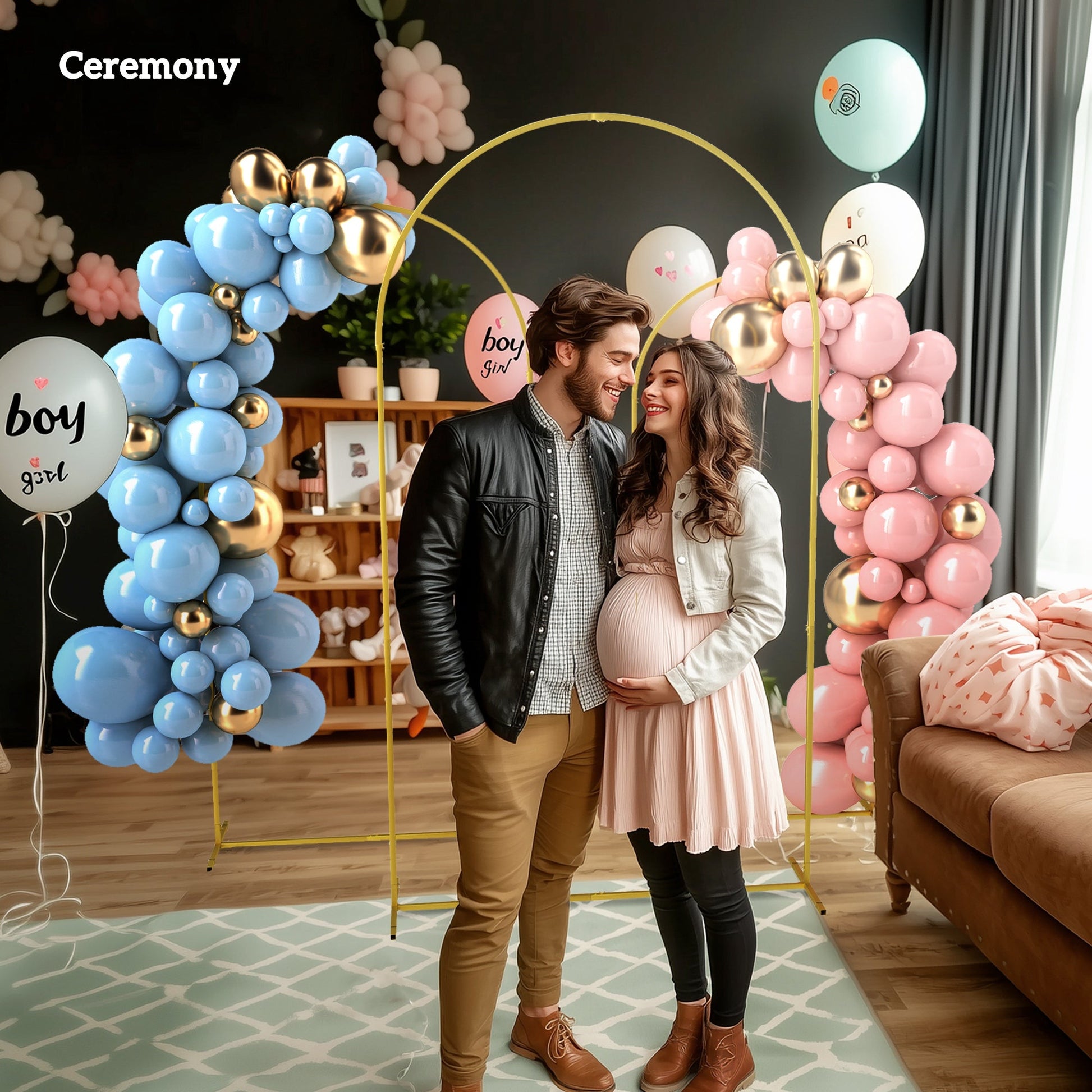 Wedding Arch, 7/6.5/6 ft Metal Balloon Arch Backdrop Stand Set of 3 for Birthday Party, Bridal Shower, Graduation, Ceremony, Banquet Decorations, Gold