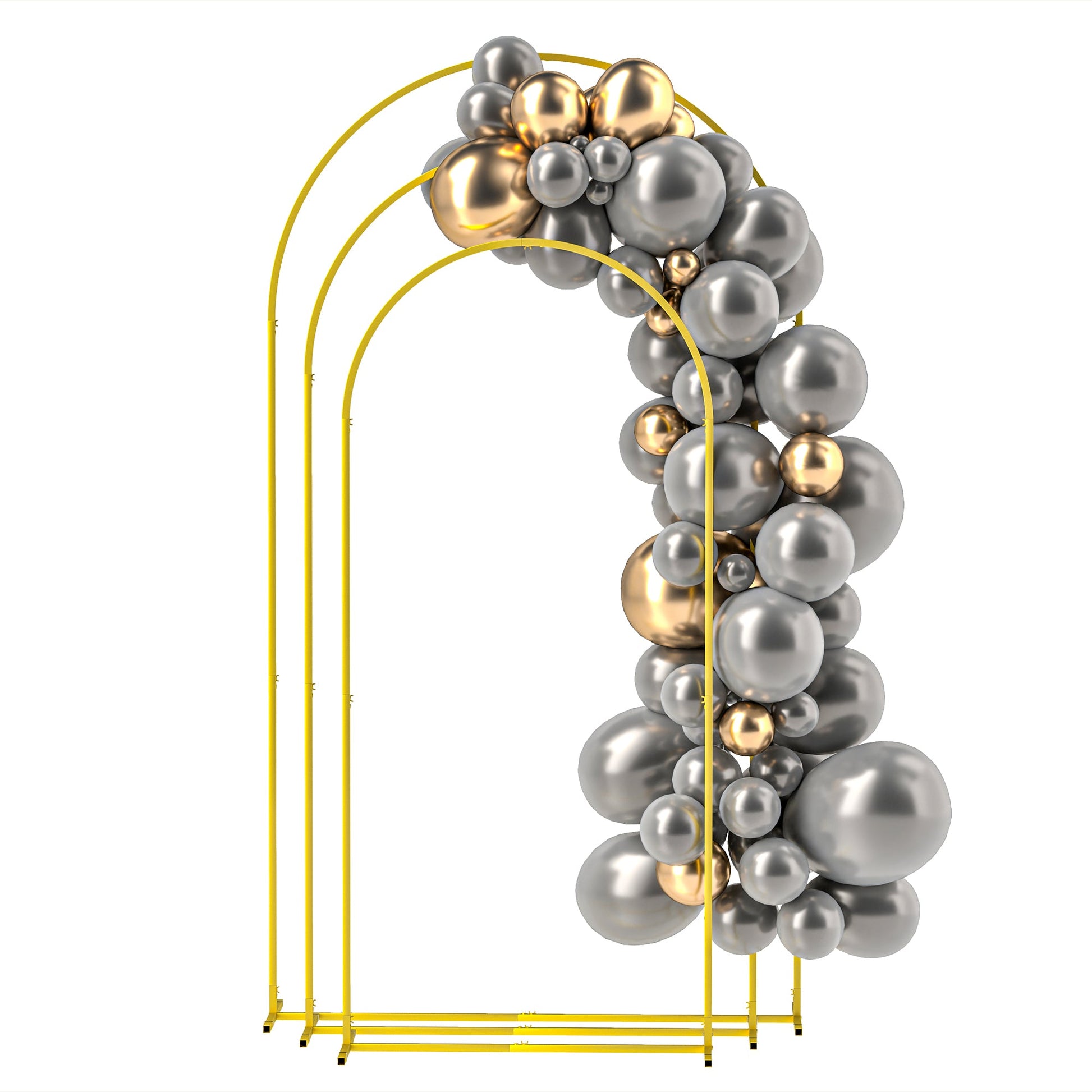 Wedding Arch, 7/6.5/6 ft Metal Balloon Arch Backdrop Stand Set of 3 for Birthday Party, Bridal Shower, Graduation, Ceremony, Banquet Decorations, Gold