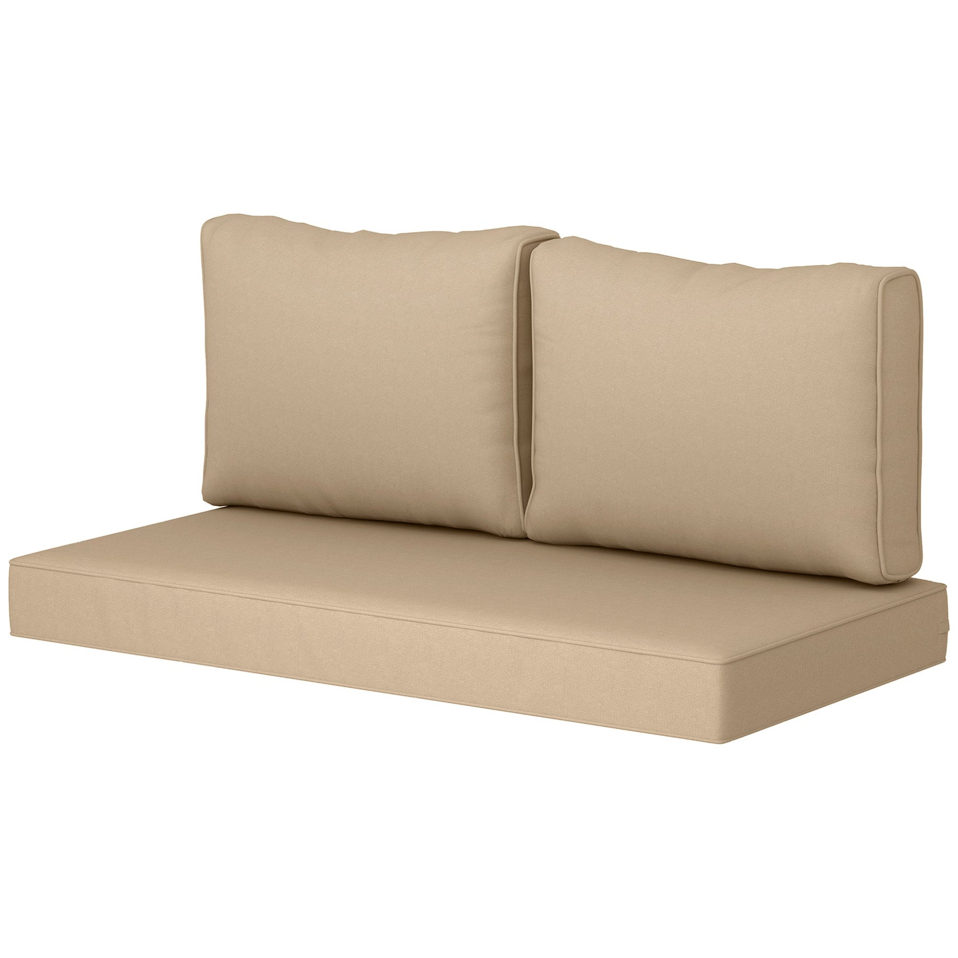 2 Seater Outdoor Seat Cushions with Backrest, Loveseat Double Sofa Outdoor Furniture Cushions, Fade-Resistant Replacement Patio Cushions for Indoor and Outdoor, Beige