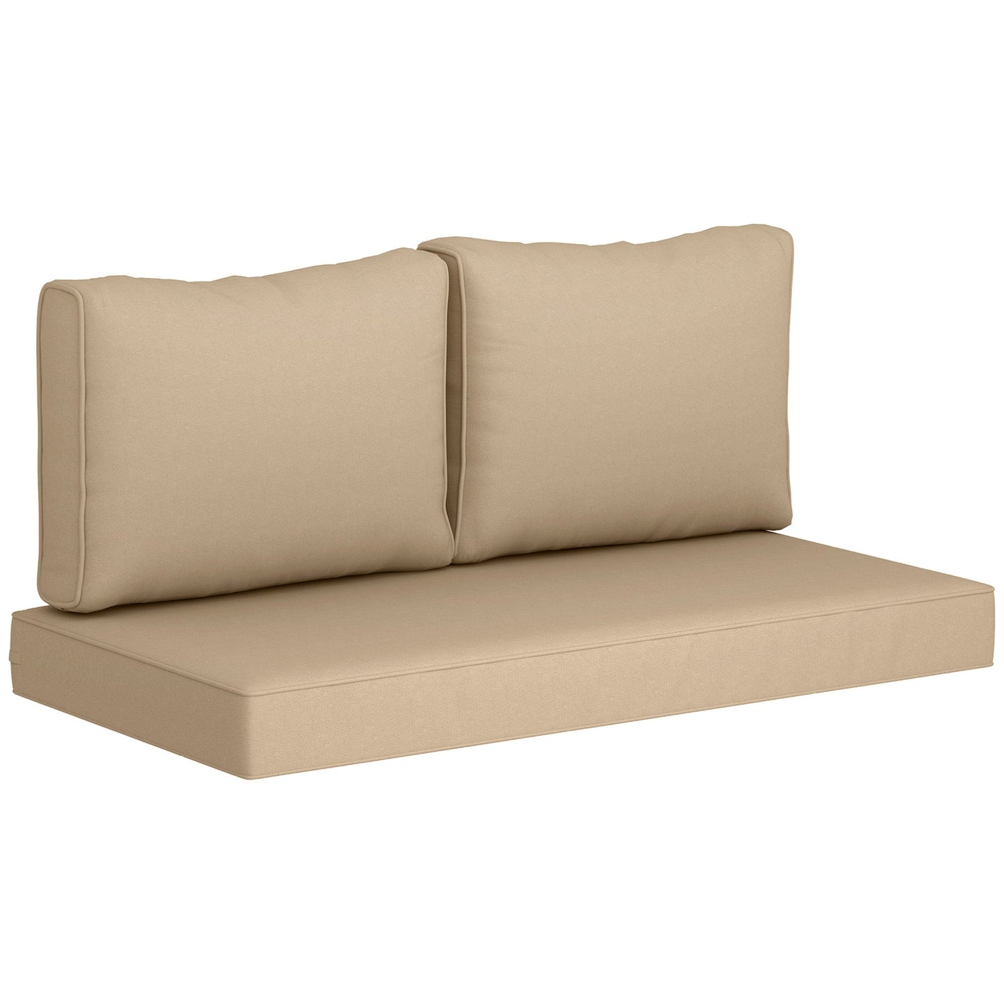 2 Seater Outdoor Seat Cushions with Backrest, Loveseat Double Sofa Outdoor Furniture Cushions, Fade-Resistant Replacement Patio Cushions for Indoor and Outdoor, Beige