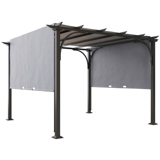 10' x 10' Outdoor Pergola Patio Gazebo Canopy Sun Shelter with Steel Frame, Grey