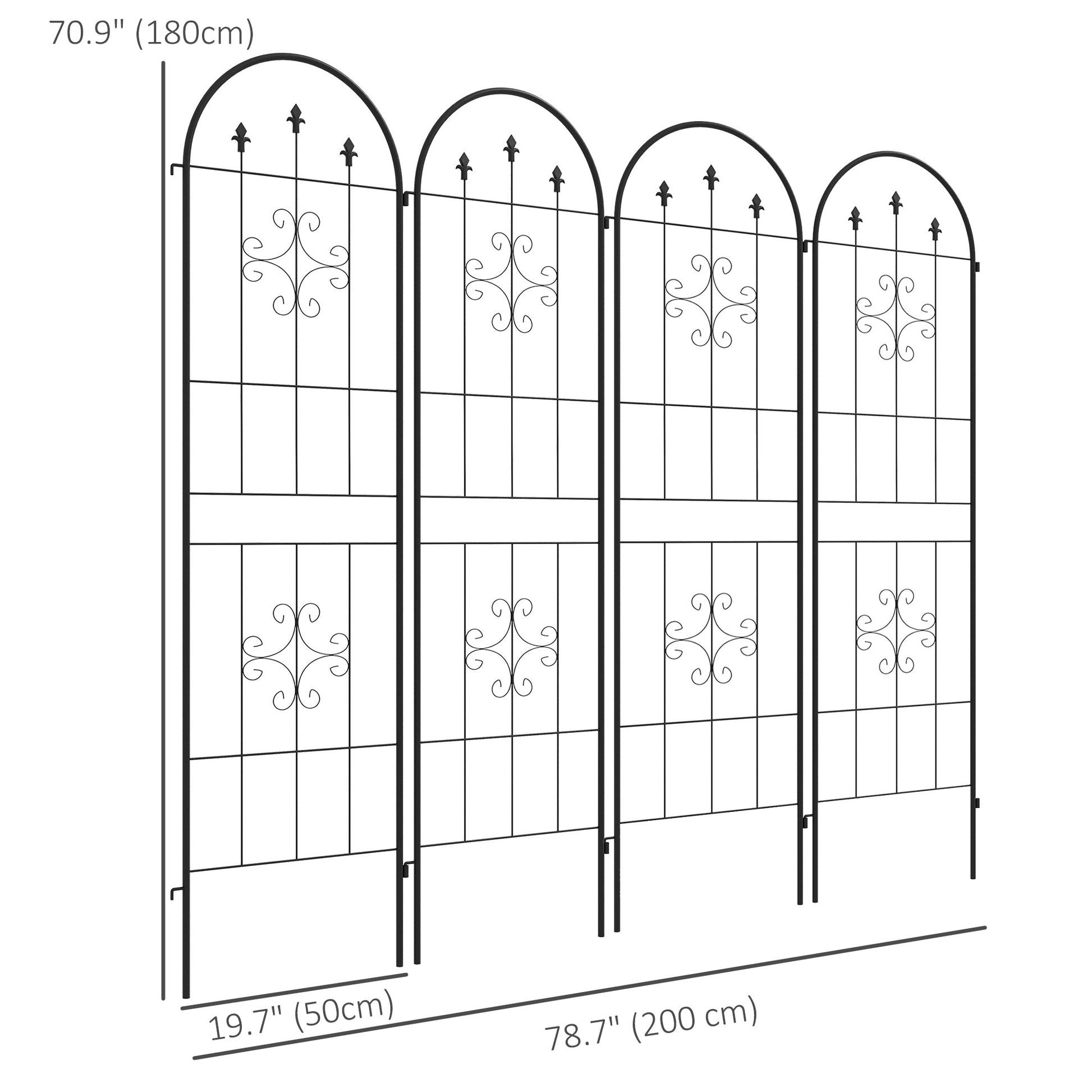 4 Pack Garden Trellis, 20" x 71" Plant Support Metal Trellis for Climbing Plants Flowers, Arrow Design