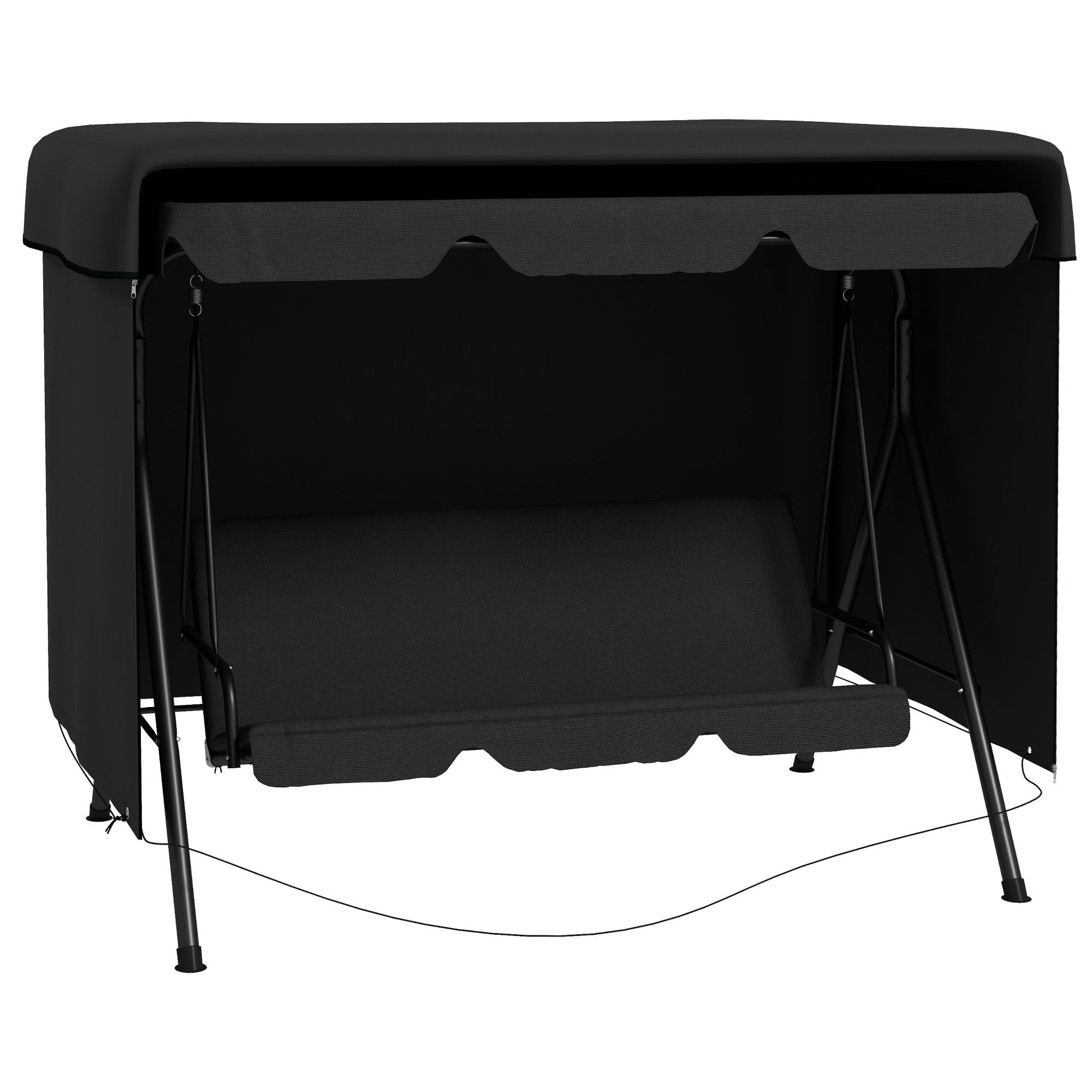3-Seater Patio Swing Cover, Outdoor Garden Furniture Protection, Hammock Glider Cover, Waterproof Dustproof Windproof, 85" x 61" x 59", Black