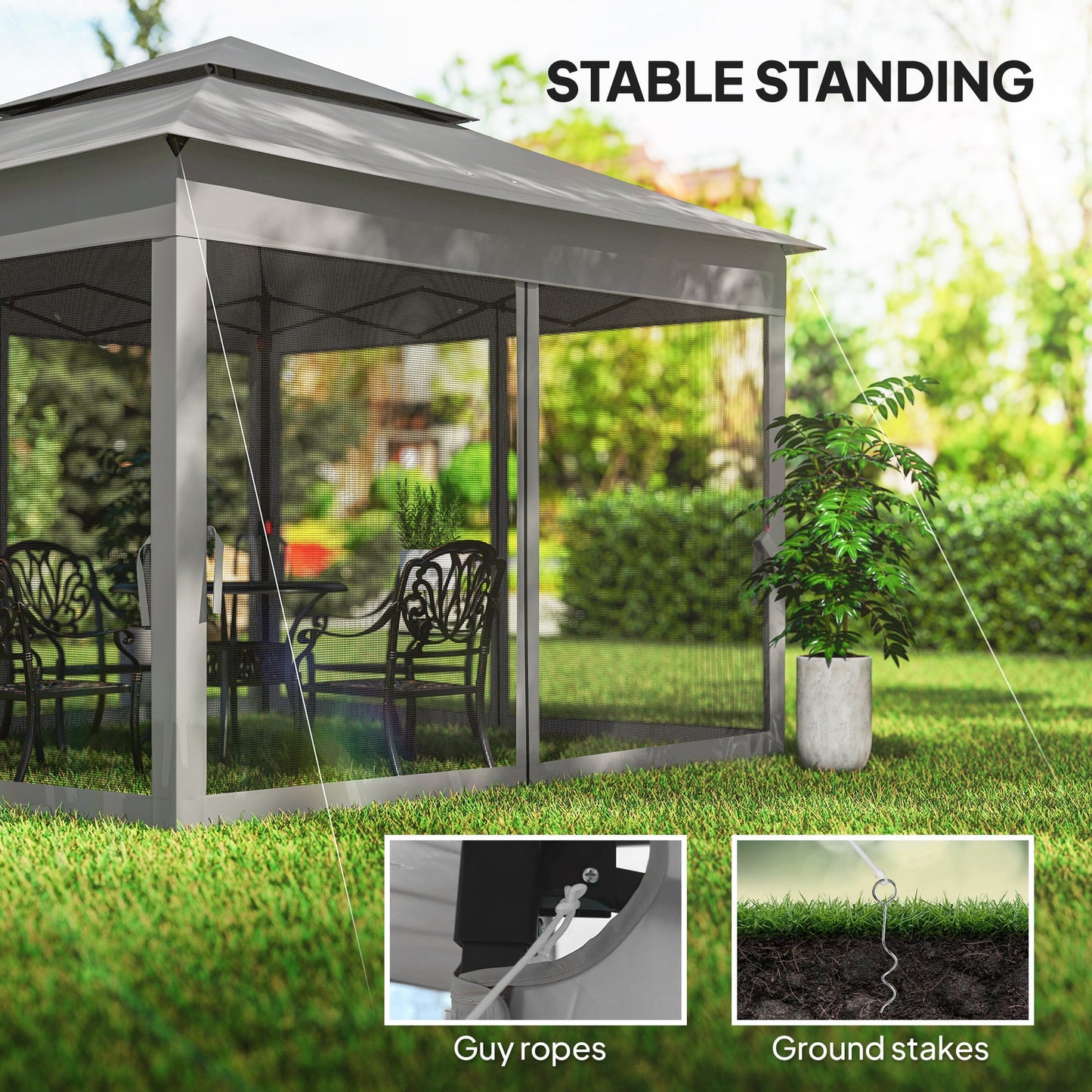 11' x 11' Pop Up Canopy, Outdoor Canopy Shelter Event Tent with 2-Tier Soft Top, Removable Zipper Netting and Storage Bag, for Patio, Backyard, Garden, Camping, Dark Grey