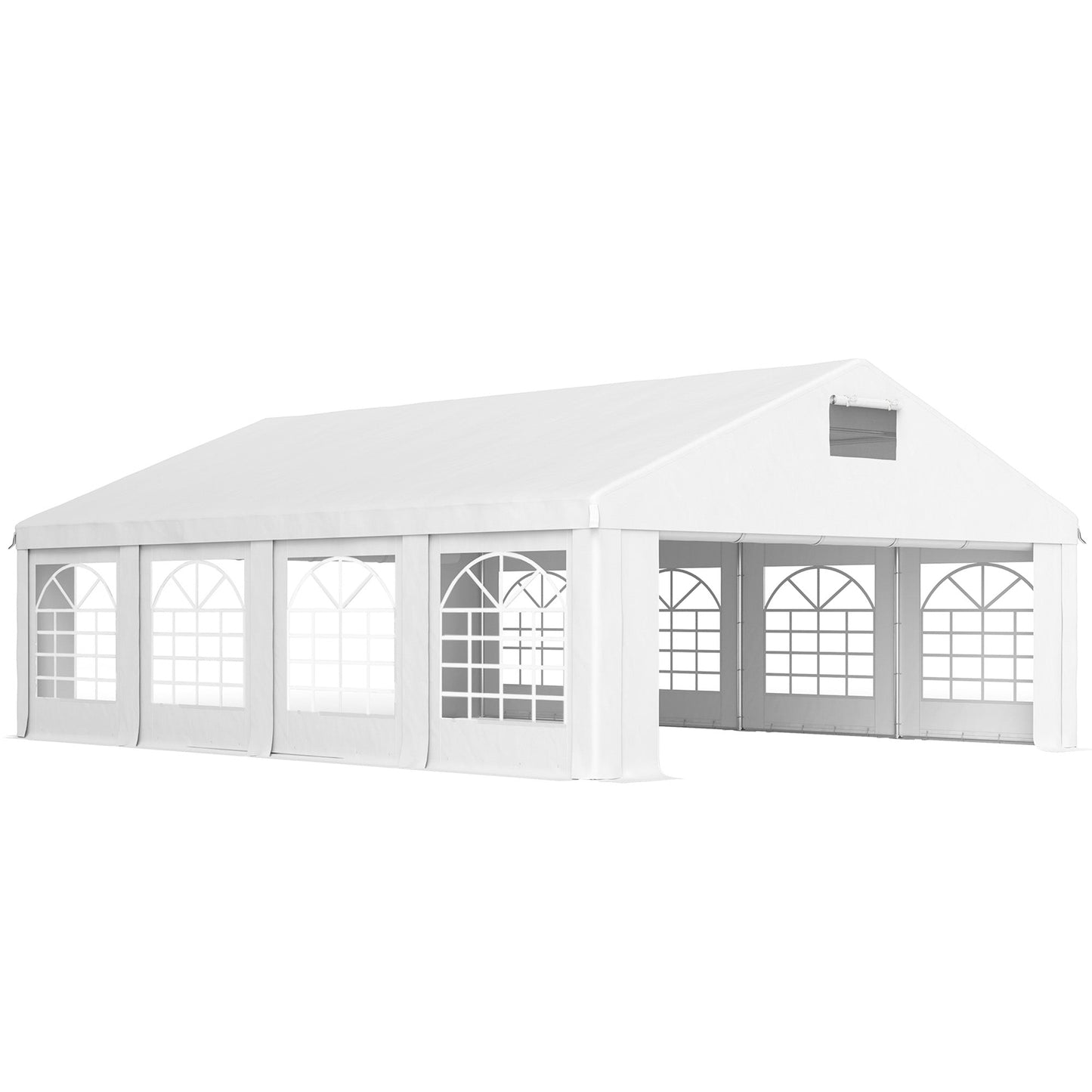 19.6' x 26' Party Tent and Carport, Heavy Duty Outdoor Canopy Tent with 8 Removable Window Sidewalls and Vents, UPF30+ Event Tent for Parties, Wedding, BBQ, White