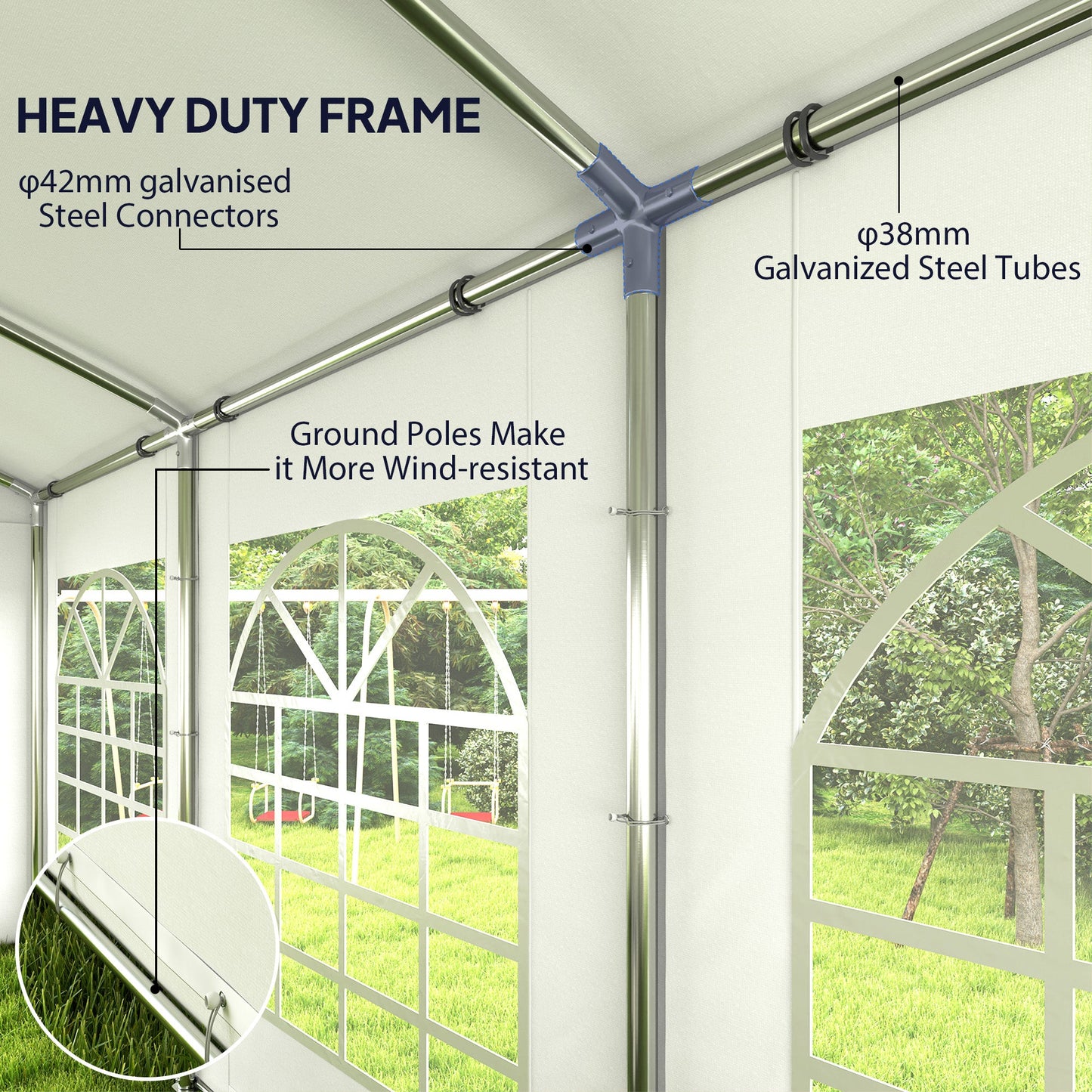 19.6' x 26' Party Tent and Carport, Heavy Duty Outdoor Canopy Tent with 8 Removable Window Sidewalls and Vents, UPF30+ Event Tent for Parties, Wedding, BBQ, White