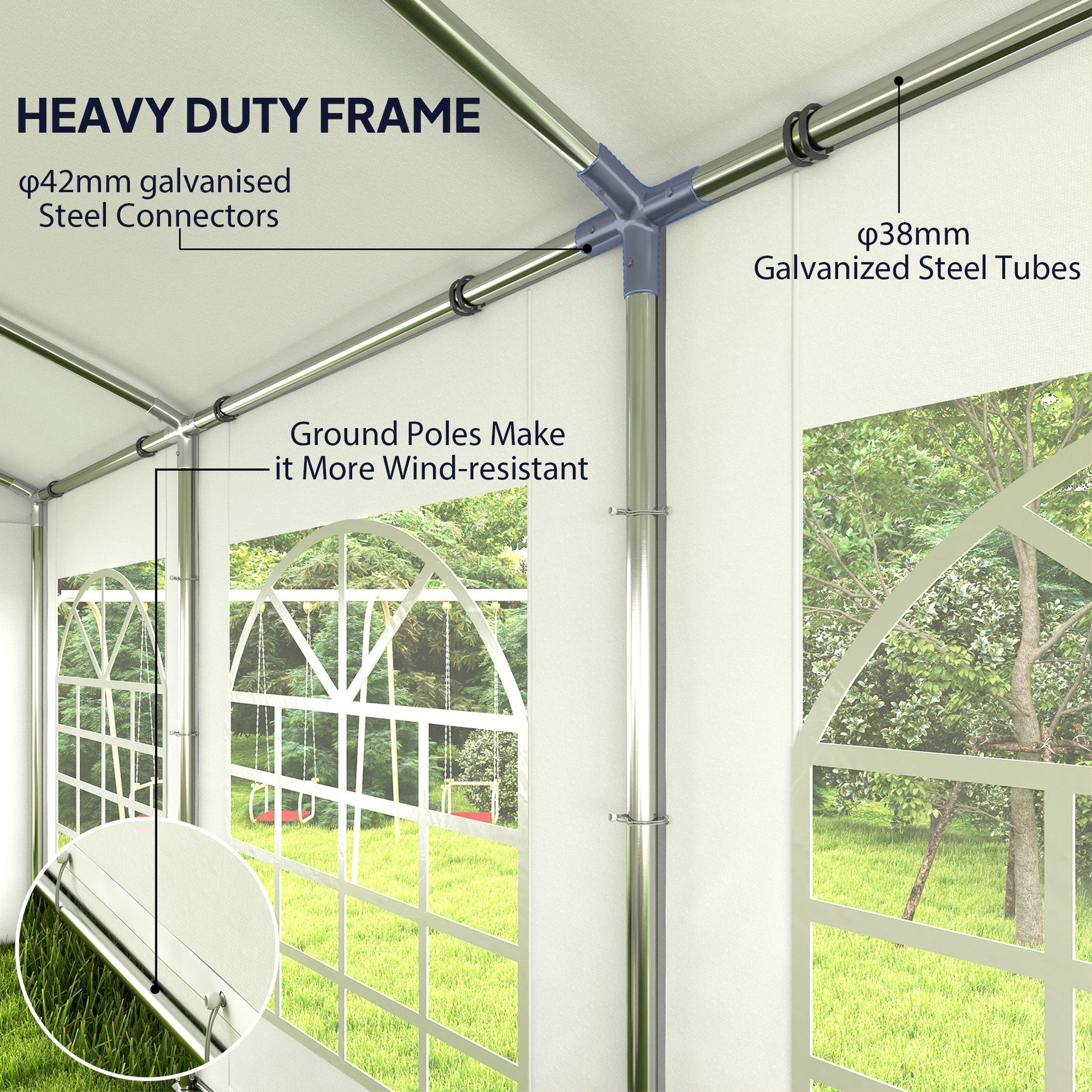 19.6' x 26' Party Tent and Carport, Heavy Duty Outdoor Canopy Tent with 8 Removable Window Sidewalls and Vents, UPF30+ Event Tent for Parties, Wedding, BBQ, White