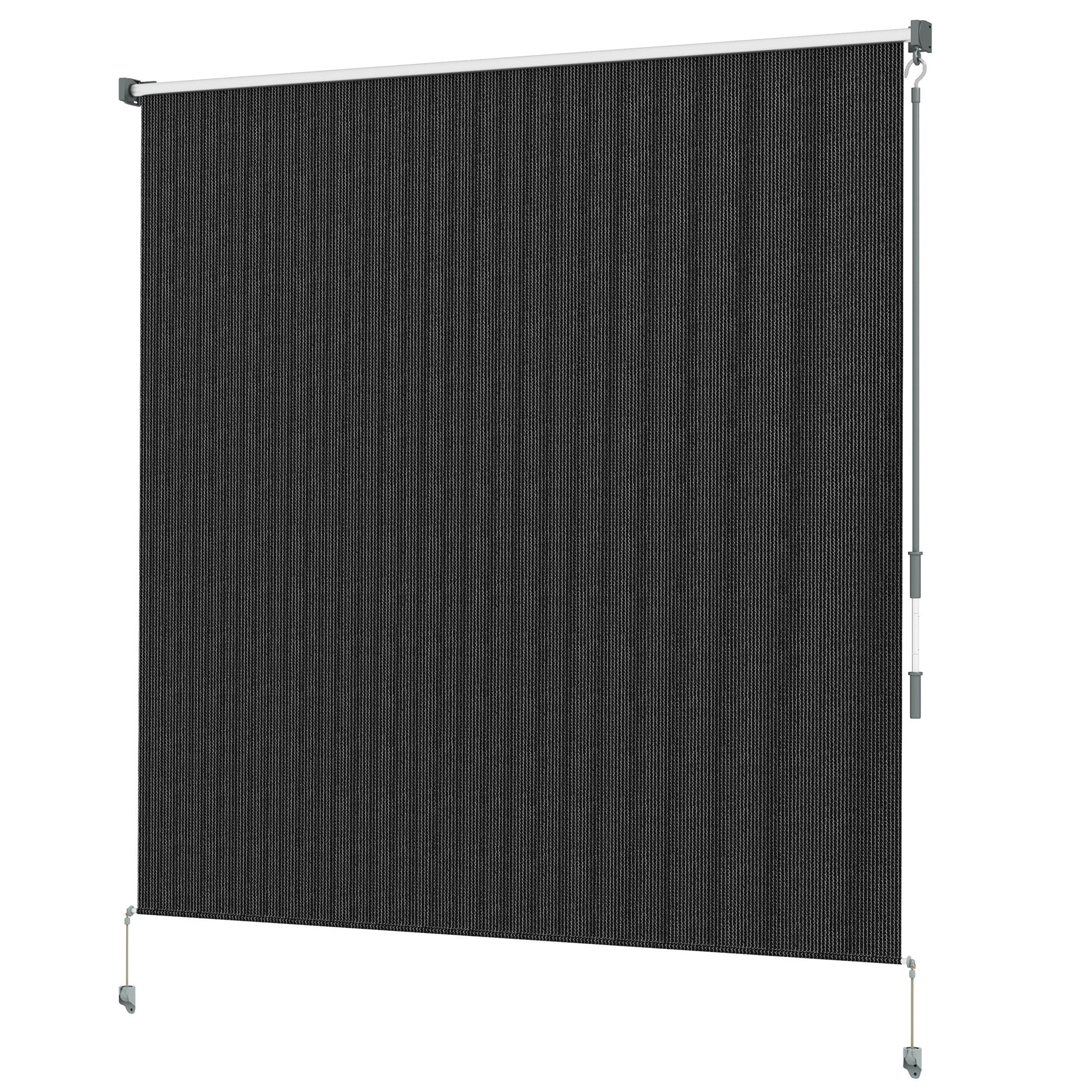 6'W x 6'H Roller Shades, Outdoor Blinds Cordless Roll Up Shade for Porch Balcony Gazebo, Black