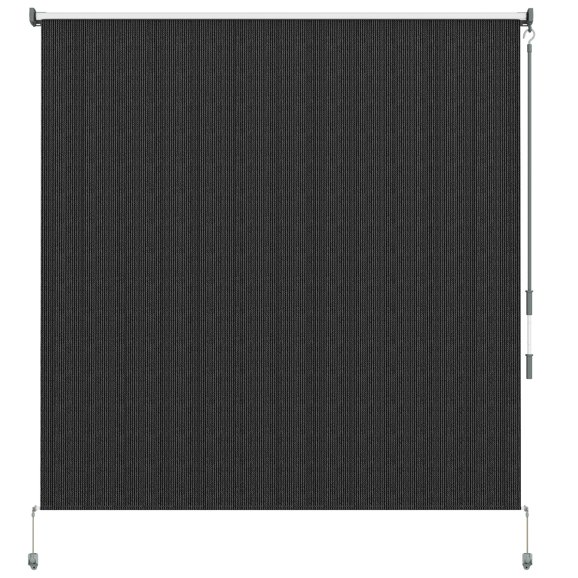 6'W x 6'H Roller Shades, Outdoor Blinds Cordless Roll Up Shade for Porch Balcony Gazebo, Black