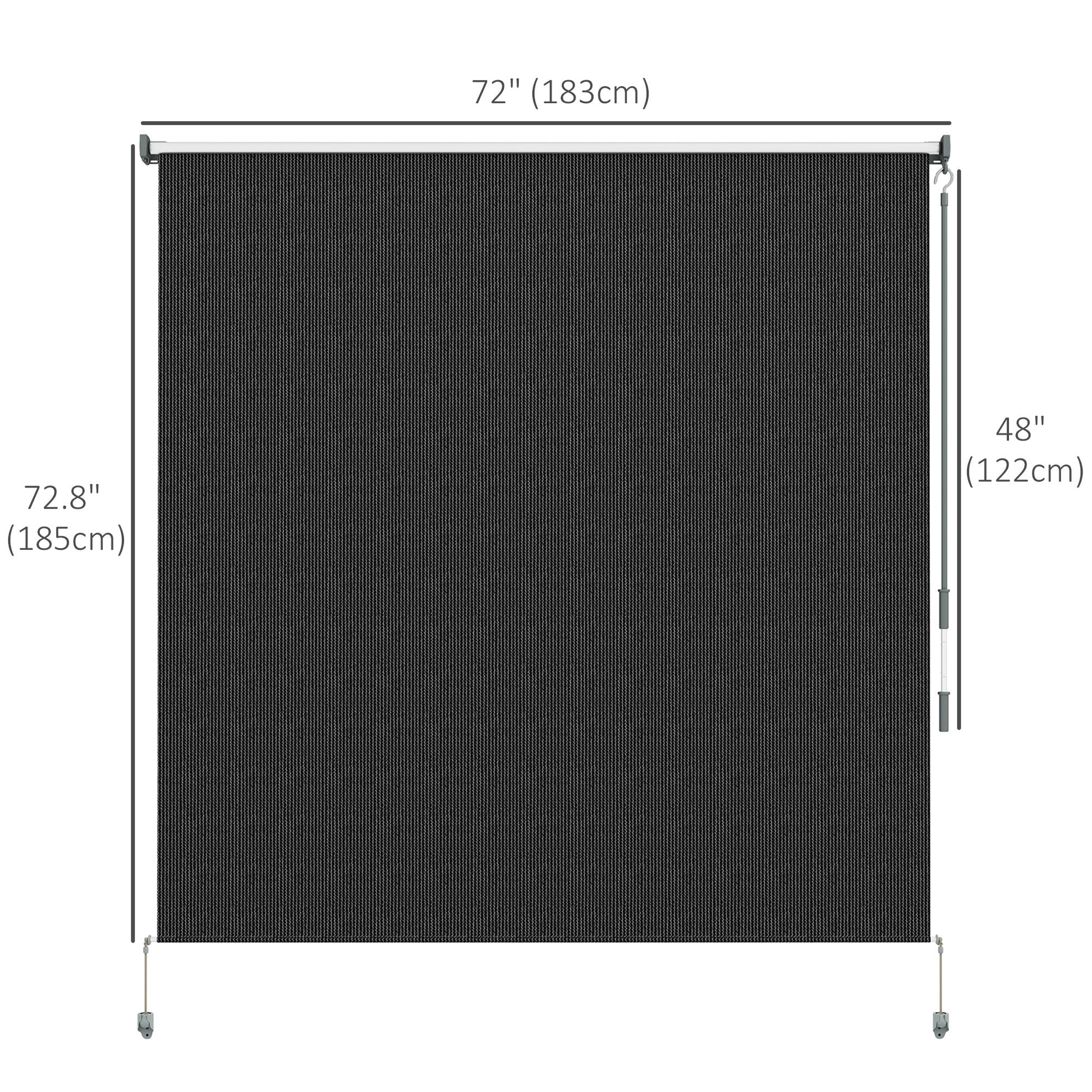 6'W x 6'H Roller Shades, Outdoor Blinds Cordless Roll Up Shade for Porch Balcony Gazebo, Black
