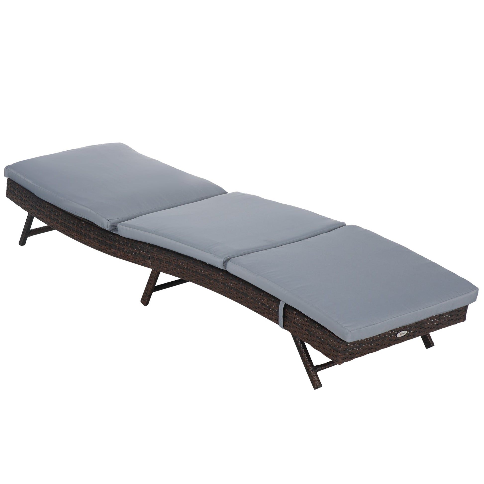 Wicker Patio Lounger, Outdoor S Shape Recliners Lounge Chair w/ 5-Level Adjustable Backrest, Soft Padded Cushion for Outdoor Use, Grey
