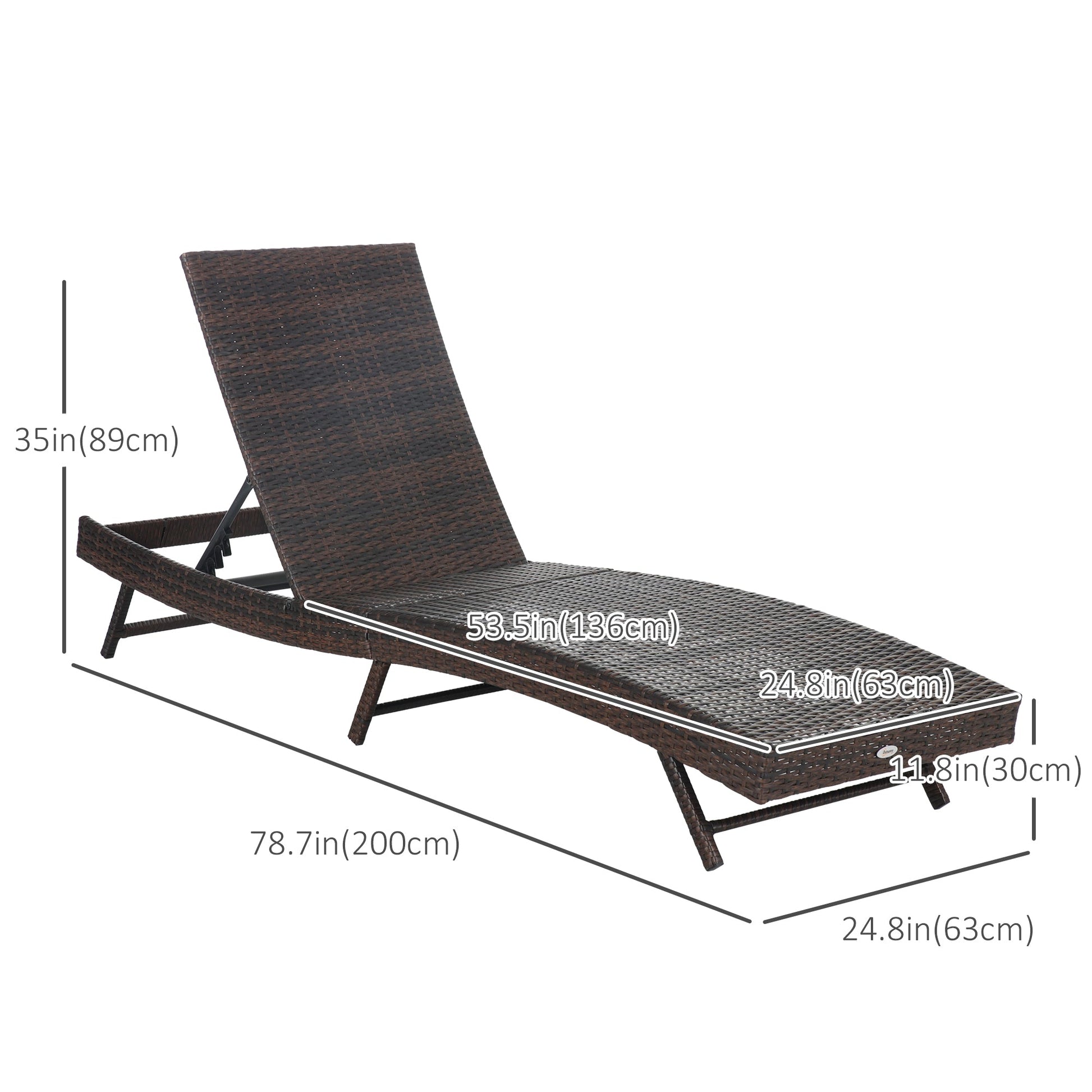 Wicker Patio Lounger, Outdoor S Shape Recliners Lounge Chair w/ 5-Level Adjustable Backrest, Soft Padded Cushion for Outdoor Use, Grey