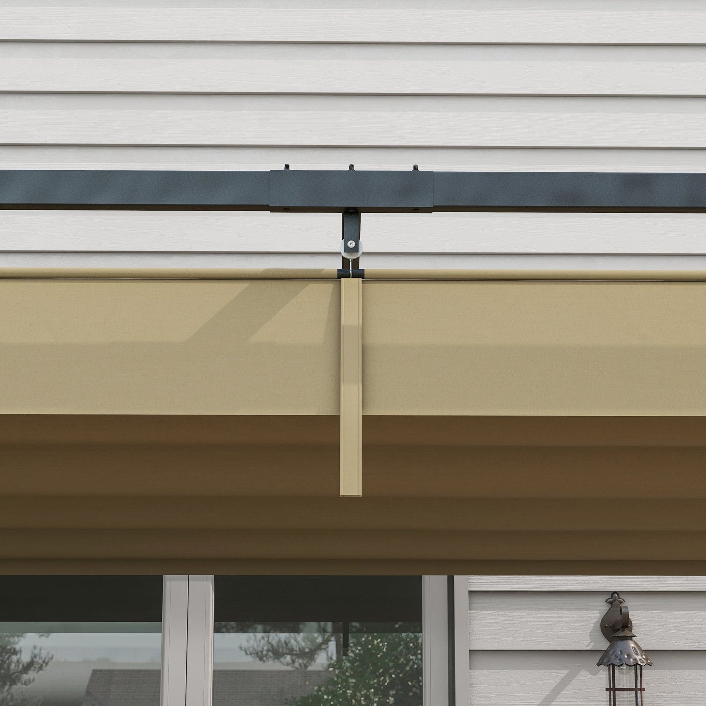 13' x 10' Patio Pergola with Retractable Canopy, Outdoor Sun Shelter, Yard Shade, Khaki