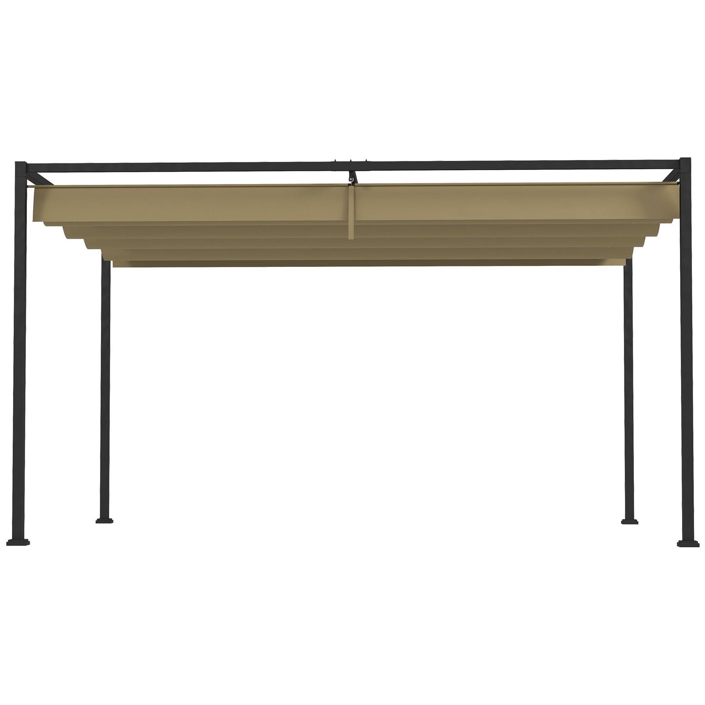 13' x 10' Patio Pergola with Retractable Canopy, Outdoor Sun Shelter, Yard Shade, Khaki