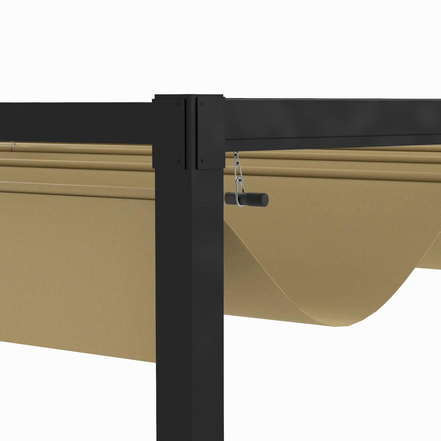 13' x 10' Patio Pergola with Retractable Canopy, Outdoor Sun Shelter, Yard Shade, Khaki