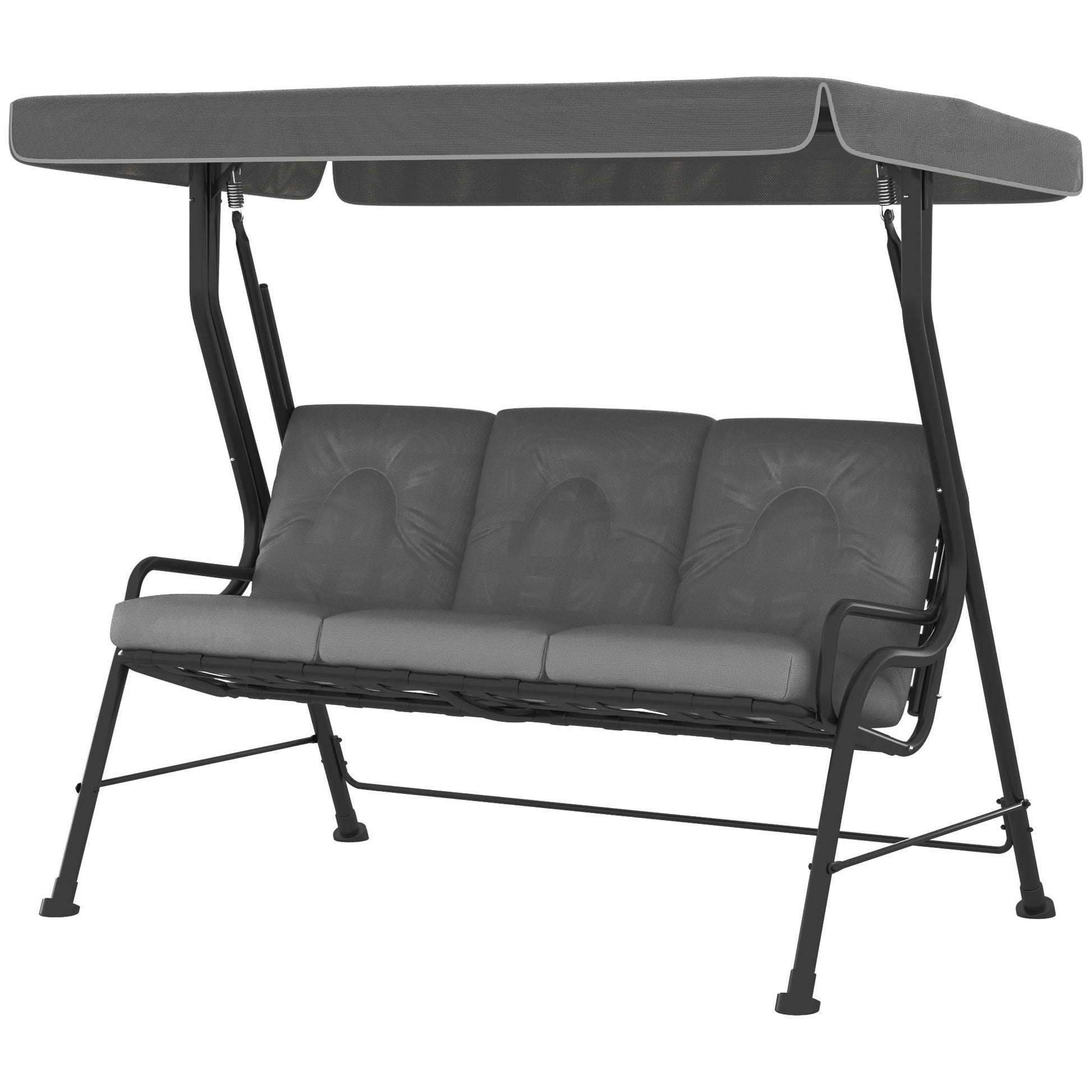 3-Person Porch Swing Chair, Patio Swing Bench with Adjustable Canopy, Removable Thicken Cushion and Weather Resistant Steel Frame for Outdoor, Garden, Poolside Light Grey