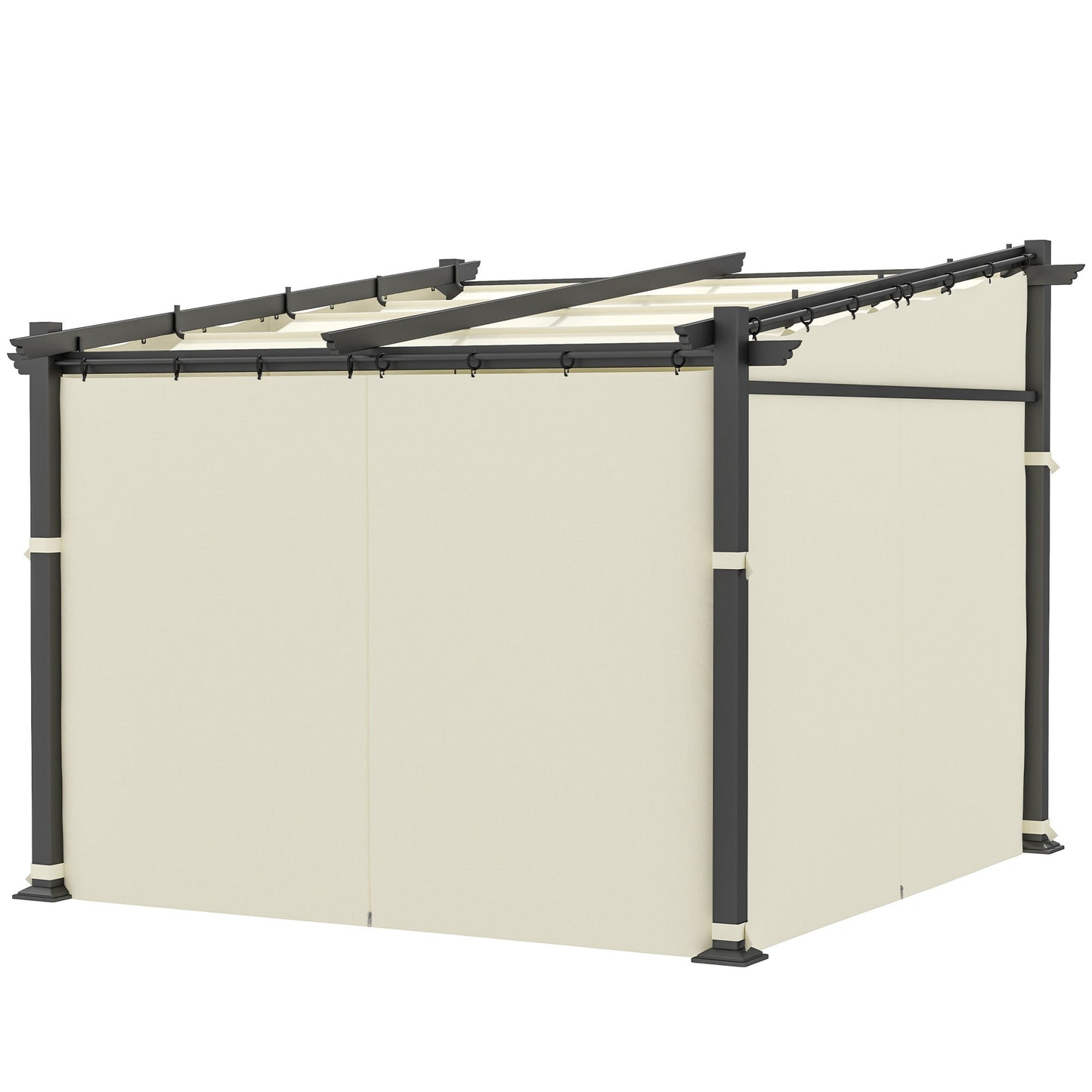 10' x 10' Metal Pergola with Sliding Roof Canopy, Retractable Pergola Canopy for Outdoor, Patio, Beige